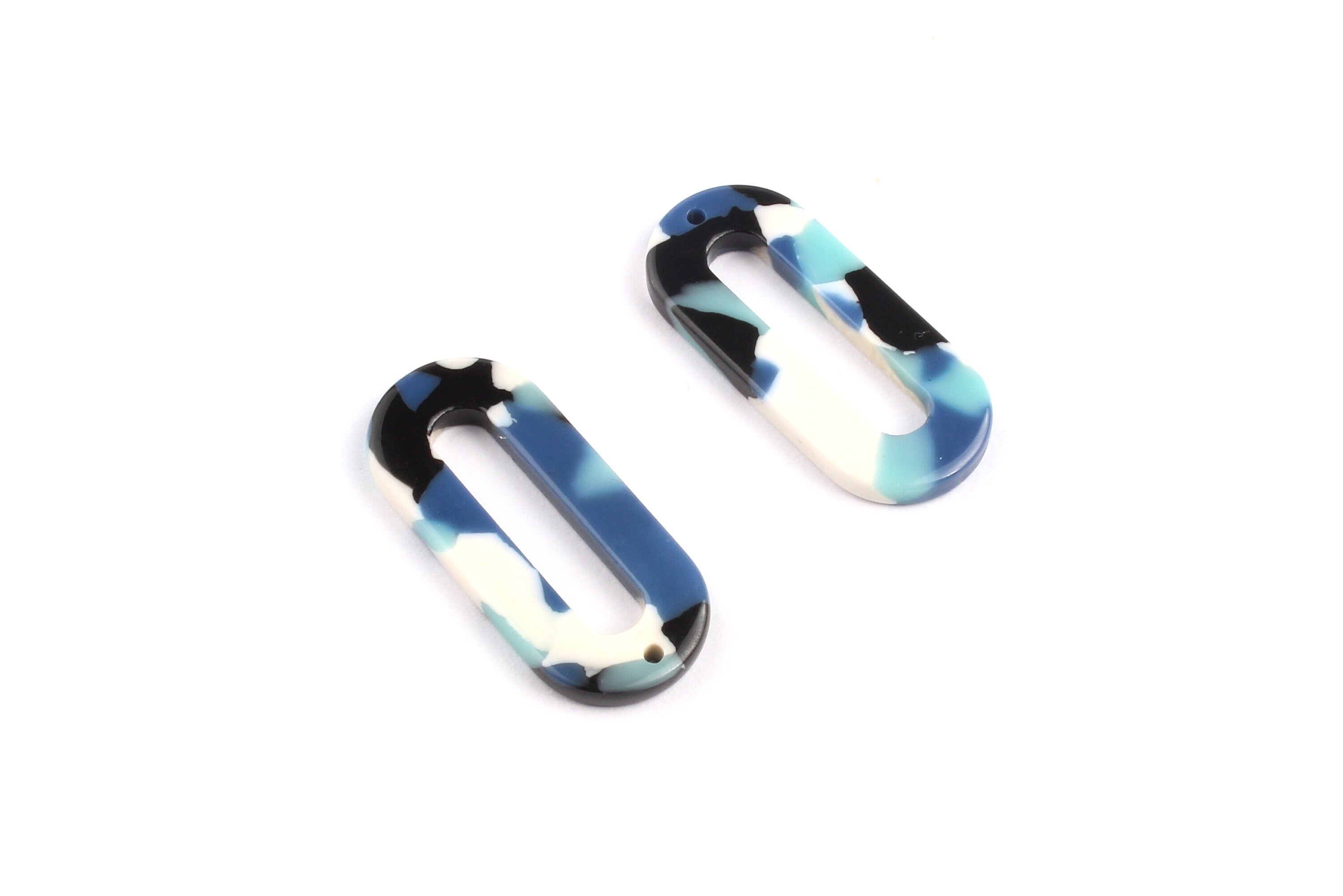 Acetate Oval & Zero Charms - Oval Earrings and Pendant - Earring Findings - Jewelry Supplies - Color Code: A16 - 30x13.5x2.6mm - AC1033K - DOMEDBAZAAR