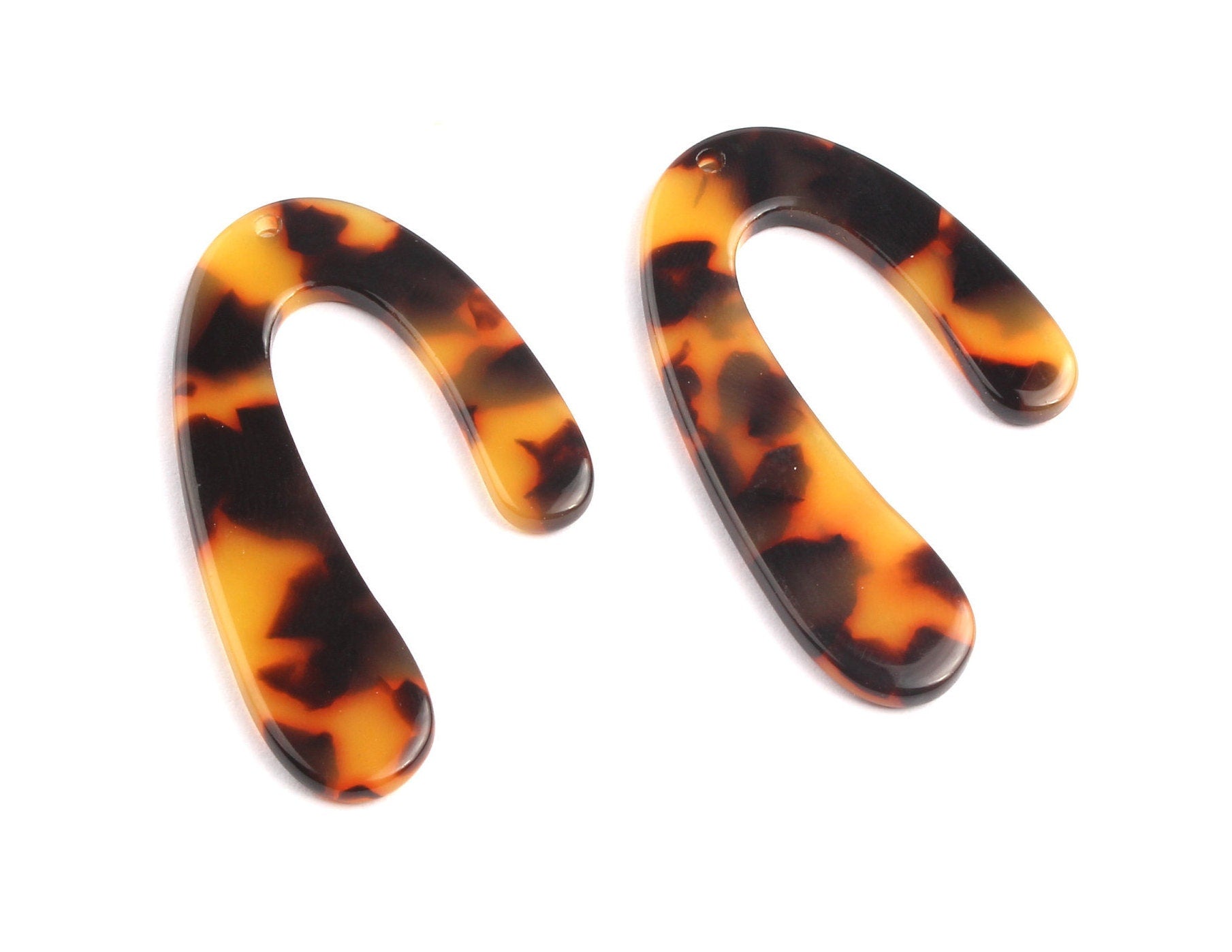 Acetate U Charms - Tortoise Shell Earrings - U Pendant - Jewelry Making Supplies - Color Code: A01 - 44.1x29.9mm - AC1083A - DOMEDBAZAAR