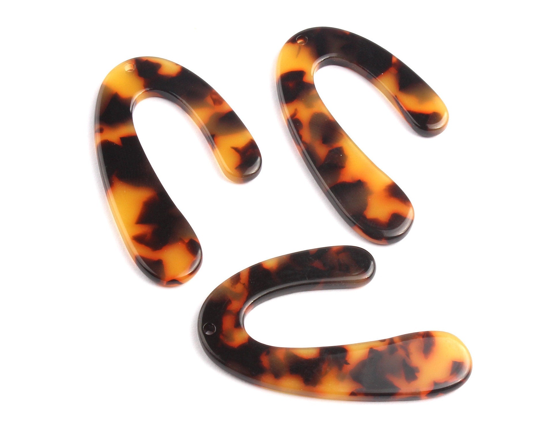 Acetate U Charms - Tortoise Shell Earrings - U Pendant - Jewelry Making Supplies - Color Code: A01 - 44.1x29.9mm - AC1083A - DOMEDBAZAAR