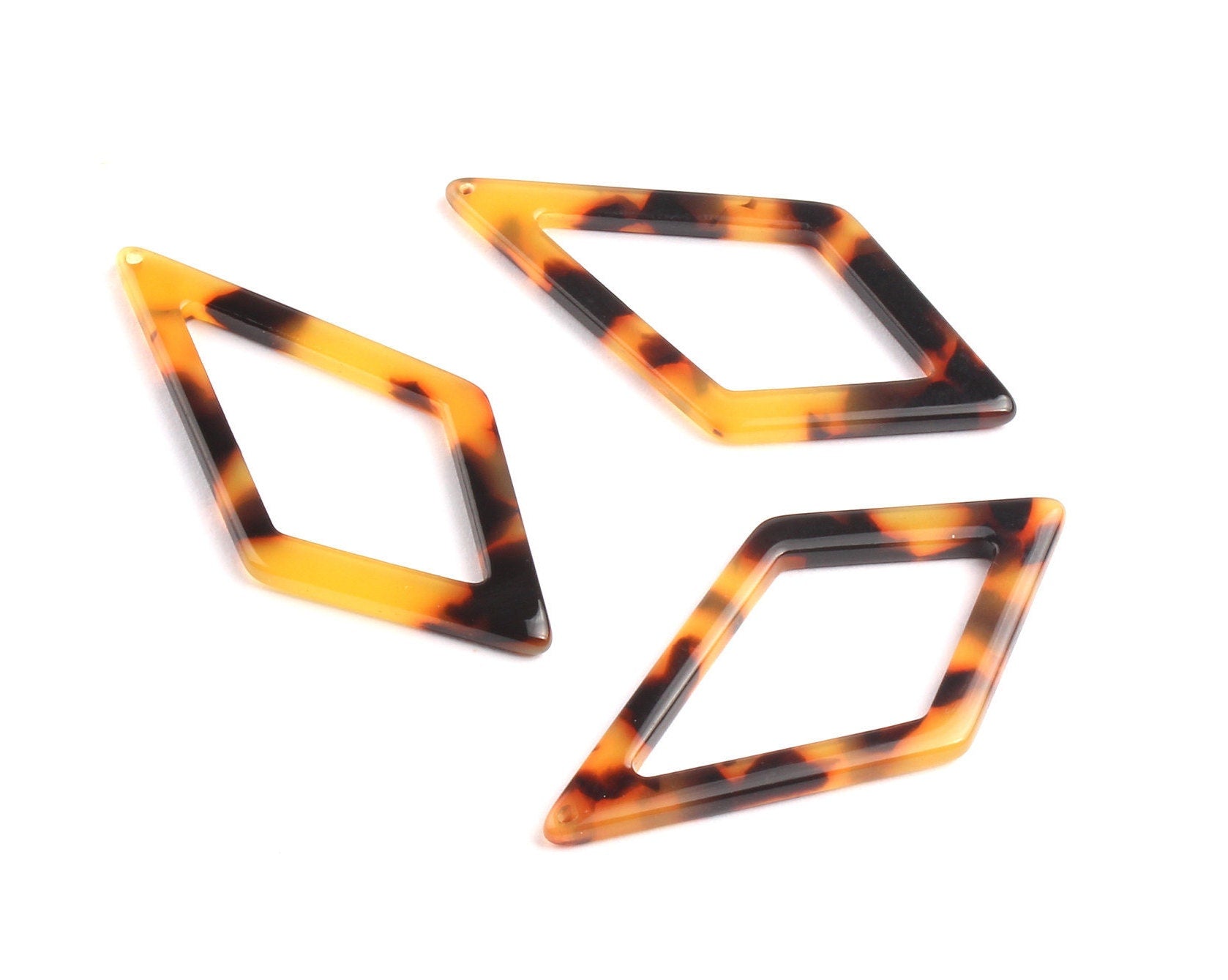 Acetate Diamond Charms - Tortoise Shell Earring - Diamond Pendant - Jewelry Making Supplies - Color Code: A01 - 46x22.5mm - AC1082A - DOMEDBAZAAR