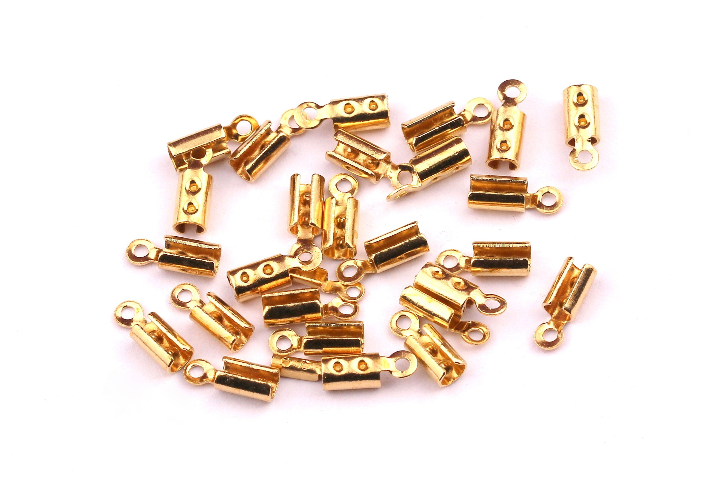 Crimp Connector - Raw Brass Crimp Bead - Chain Connector - Chain end - Jewelry Making - 7.5x2.5mm - PP1175 - DOMEDBAZAAR