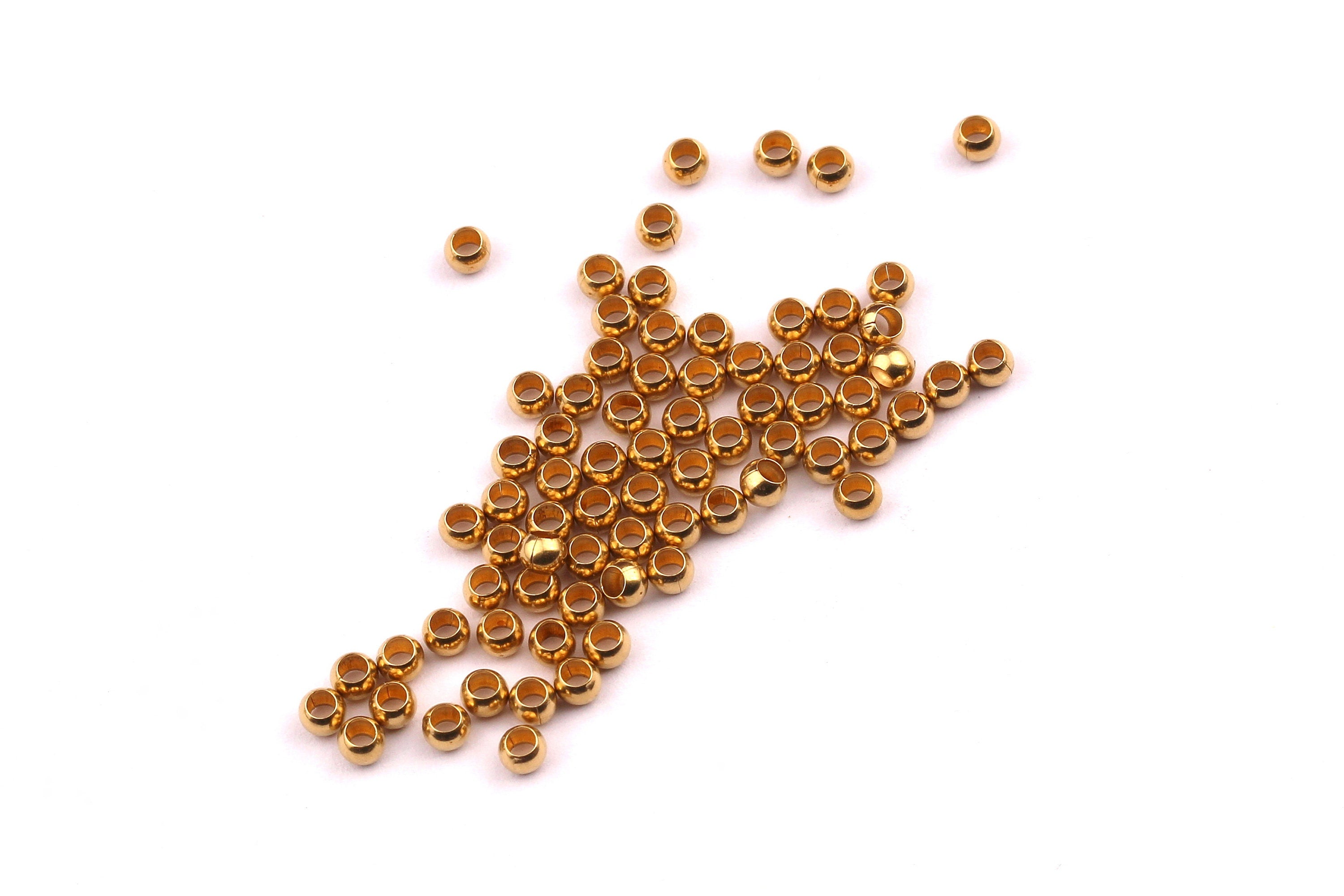 Brass Ball Beads - Brass Beads - Brass Spacer Ball Beads - Crimp Beads - Jewelry Making - 2.5mm- PP1177 - DOMEDBAZAAR