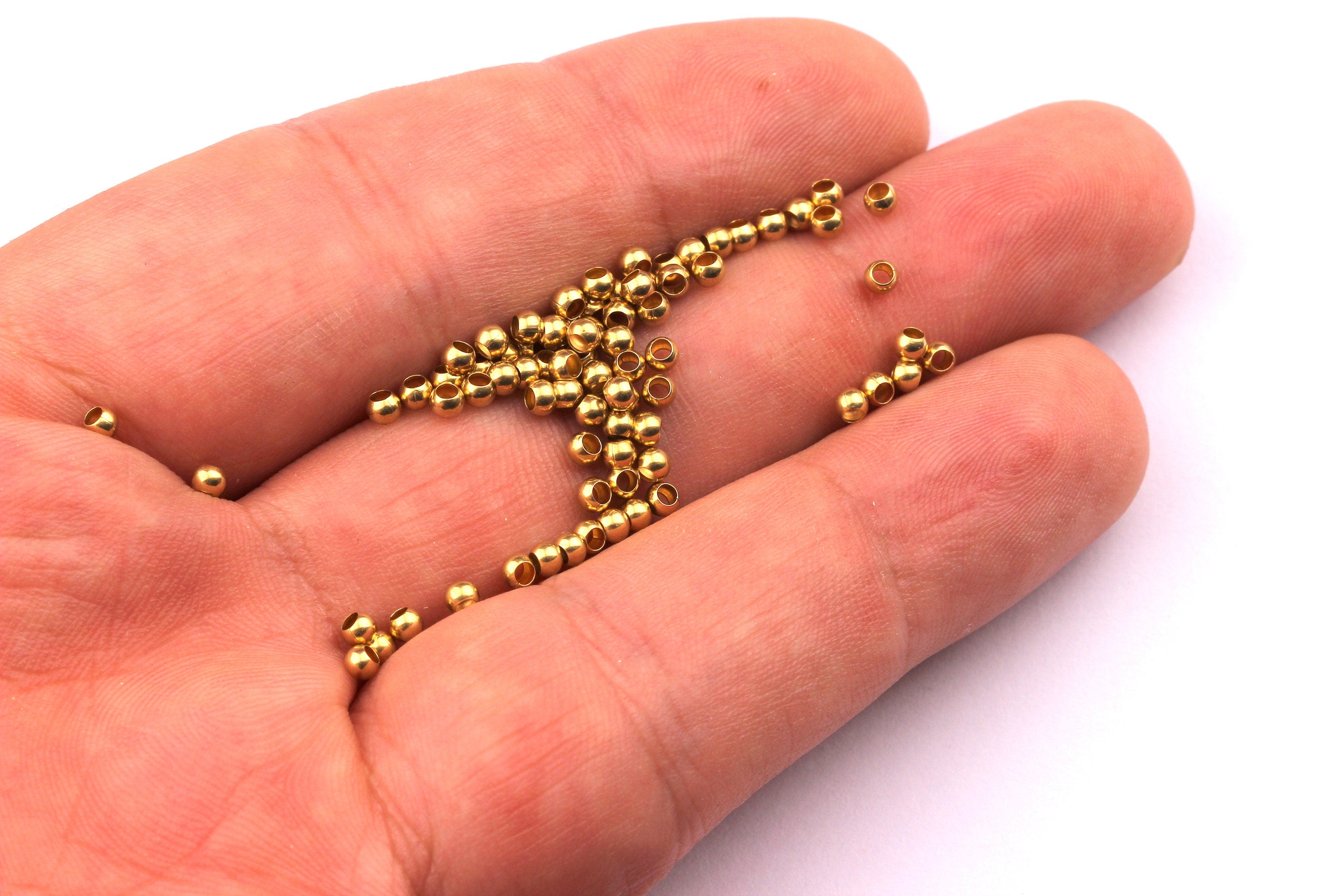 Brass Ball Beads - Brass Beads - Brass Spacer Ball Beads - Crimp Beads - Jewelry Making - 2.5mm- PP1177 - DOMEDBAZAAR