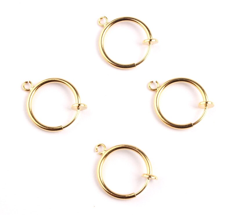 Spring Clasp - Circle Shaped Gold Filled- Gold Fill Spring Clasp - Open Gold Spring Clasp - Earrings Charm - 14.8x1.5mm - PP1060 - DOMEDBAZAAR