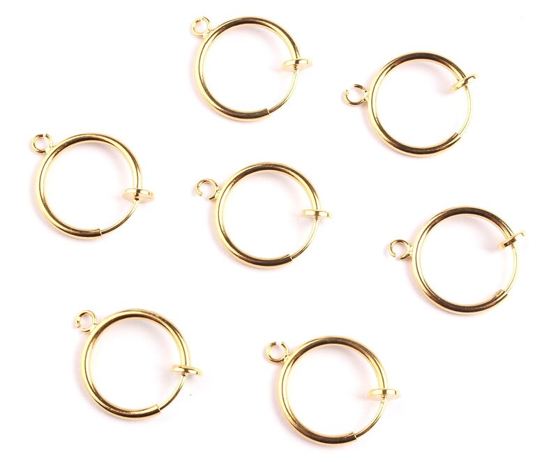 Spring Clasp - Circle Shaped Gold Filled- Gold Fill Spring Clasp - Open Gold Spring Clasp - Earrings Charm - 14.8x1.5mm - PP1060 - DOMEDBAZAAR