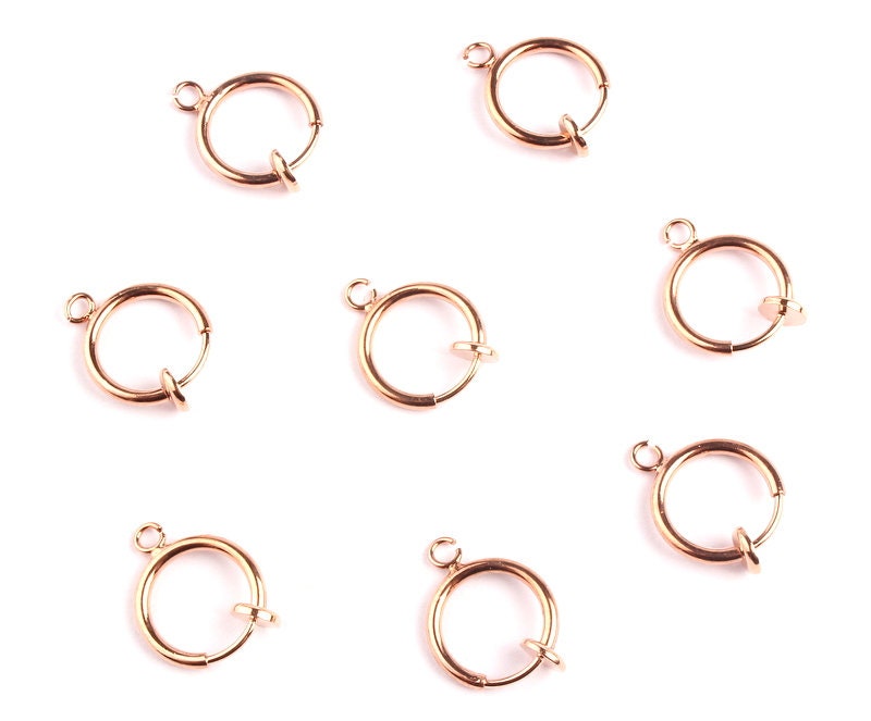 Spring Clasp - Circle Shaped Rose Gold Filled- Rose Gold Fill Spring Clasp - Open Spring Clasp - Earrings Charm - 11.8x1.5mm - PP1067 - DOMEDBAZAAR