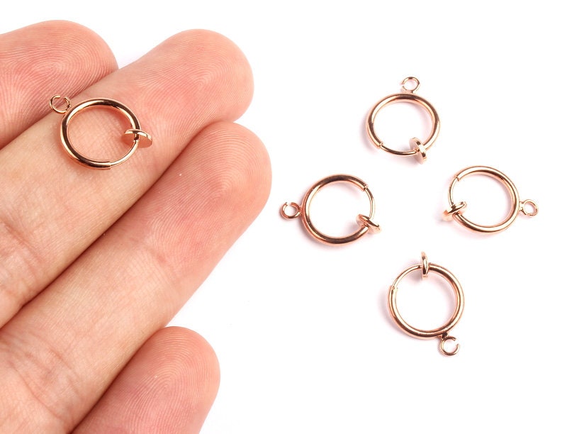 Spring Clasp - Circle Shaped Rose Gold Filled- Rose Gold Fill Spring Clasp - Open Spring Clasp - Earrings Charm - 11.8x1.5mm - PP1067 - DOMEDBAZAAR