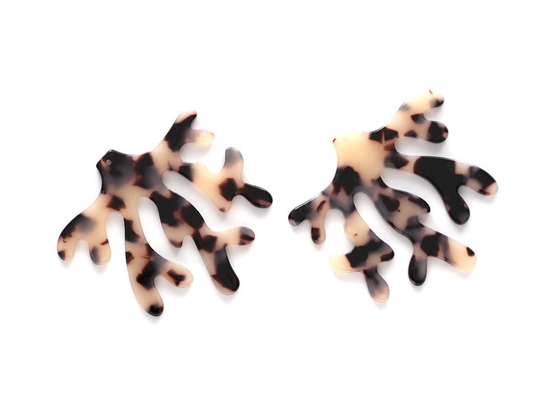 Acetate Coral Charms - Blonde Tortoise Shell Earrings - Coral Earring and Pendant - Color Code: A07 - 59.42x55.96x2.59mm - AC1109B - DOMEDBAZAAR