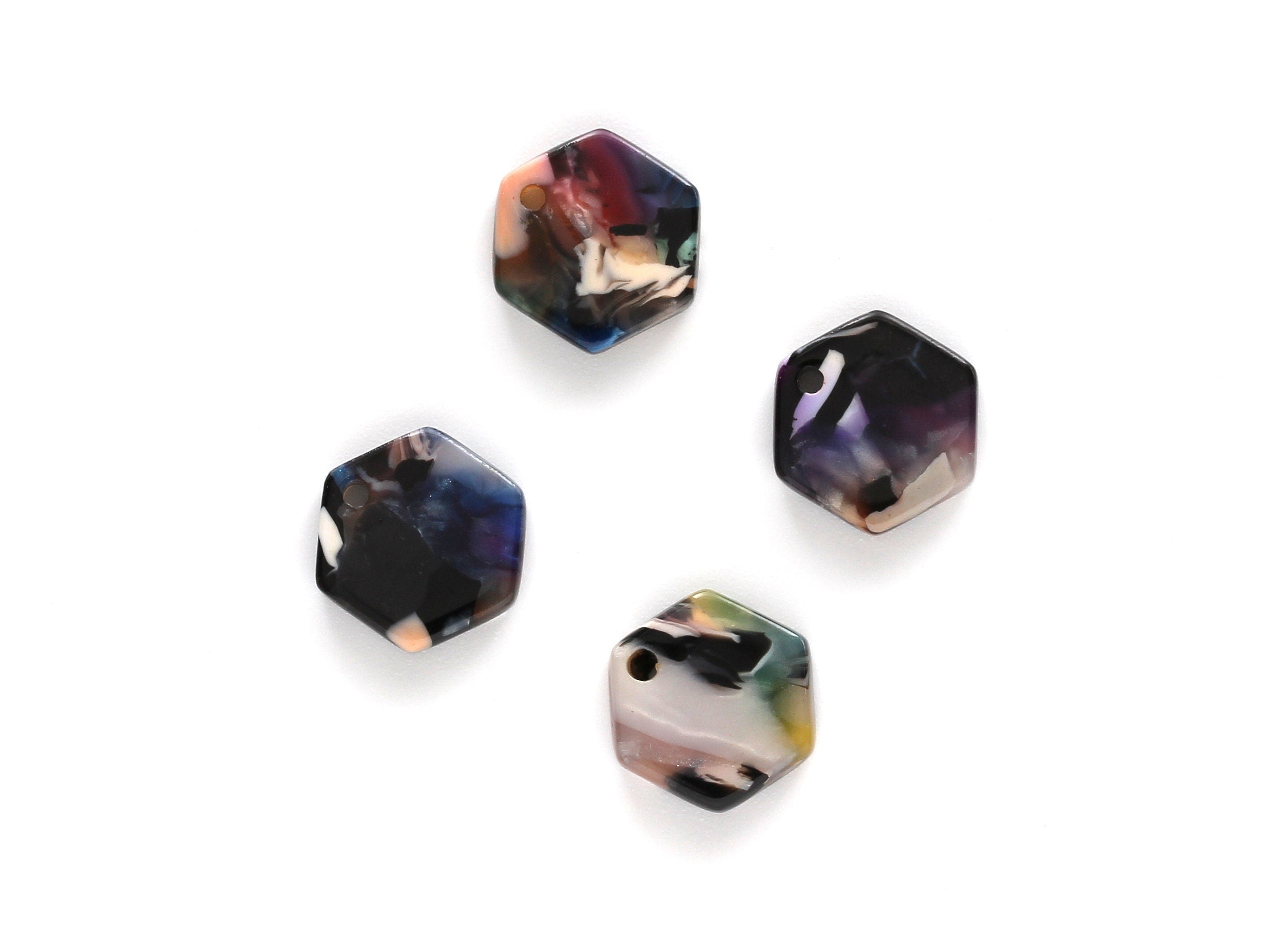 Acetate Hexagon Earring Charms - Acrylic Hexagon Pendant - Earring Findings - Jewelry Supplies - Color Code: A58 - 12x11x2.56mm - AC1121E - DOMEDBAZAAR