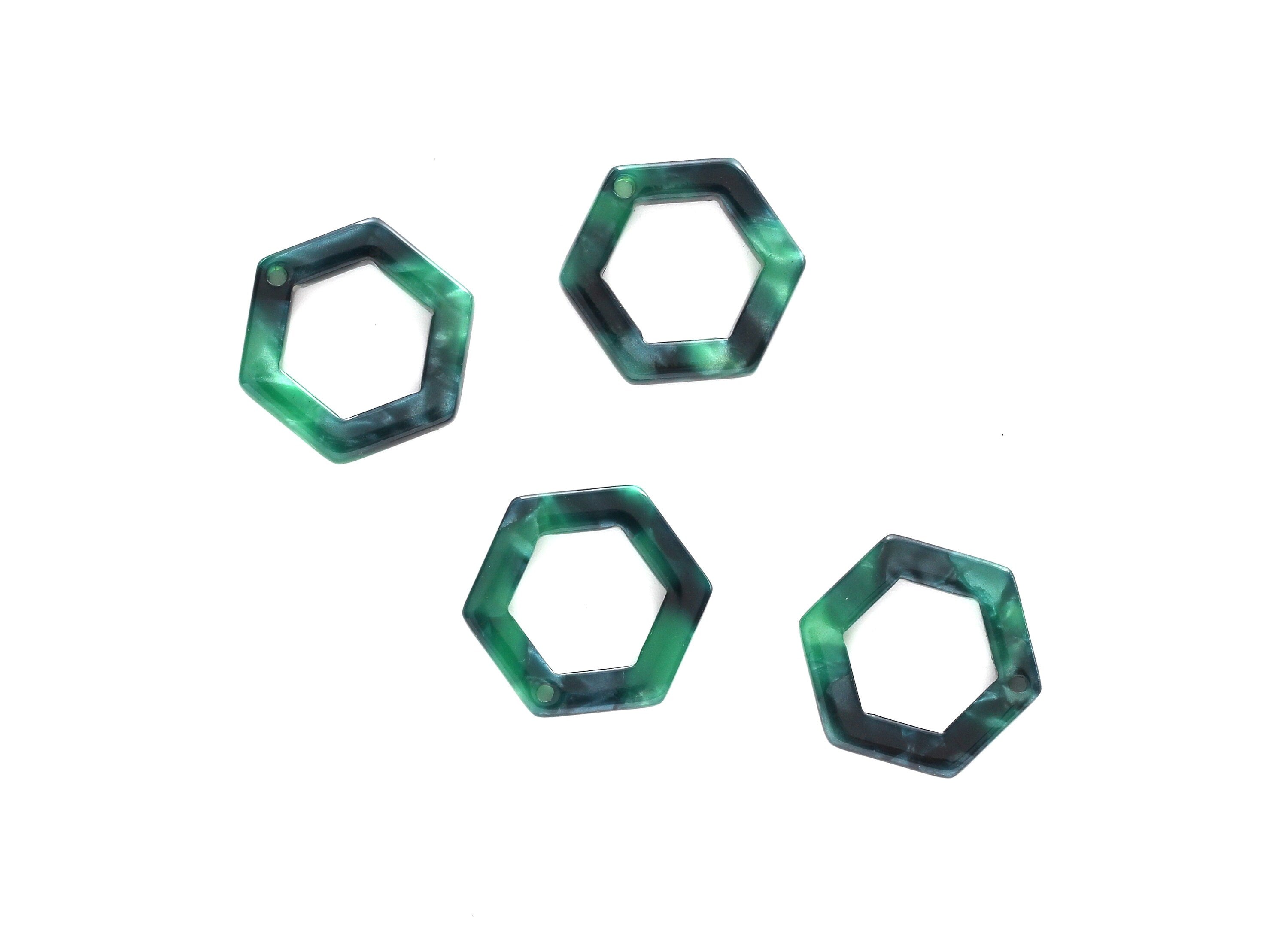 Acetate Hexagon Earring Charms - Hexagon Shaped Pendant - Earring Findings - Jewelry Supplies - Color Code: A13 - 20x18.1x2.6mm - AC1122C - DOMEDBAZAAR