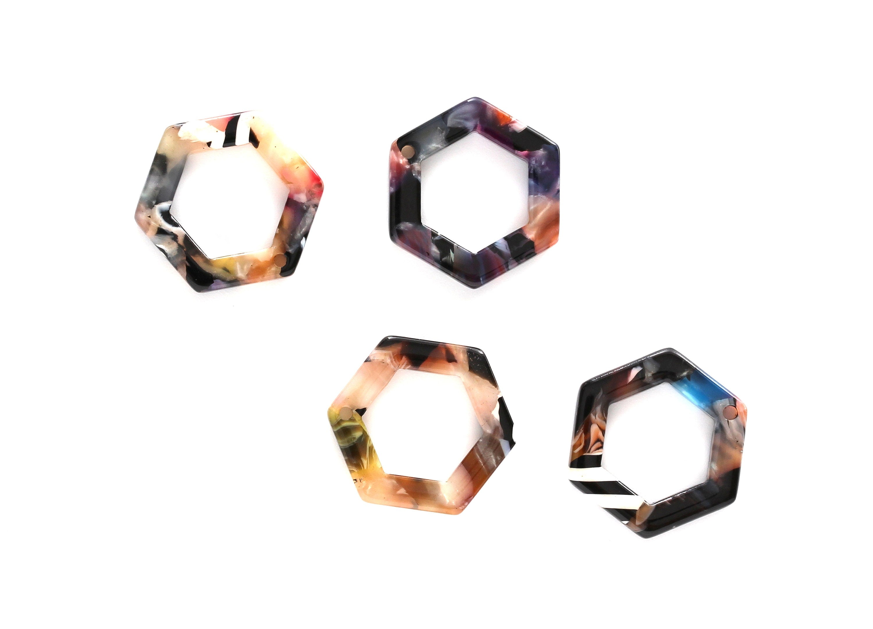 Acetate Hexagon Earring Charms - Acetate Hexagon Pendant - Earring Findings - Jewelry Supplies - Color Code: A58 - 20x18.1x2.6mm - AC1122E - DOMEDBAZAAR