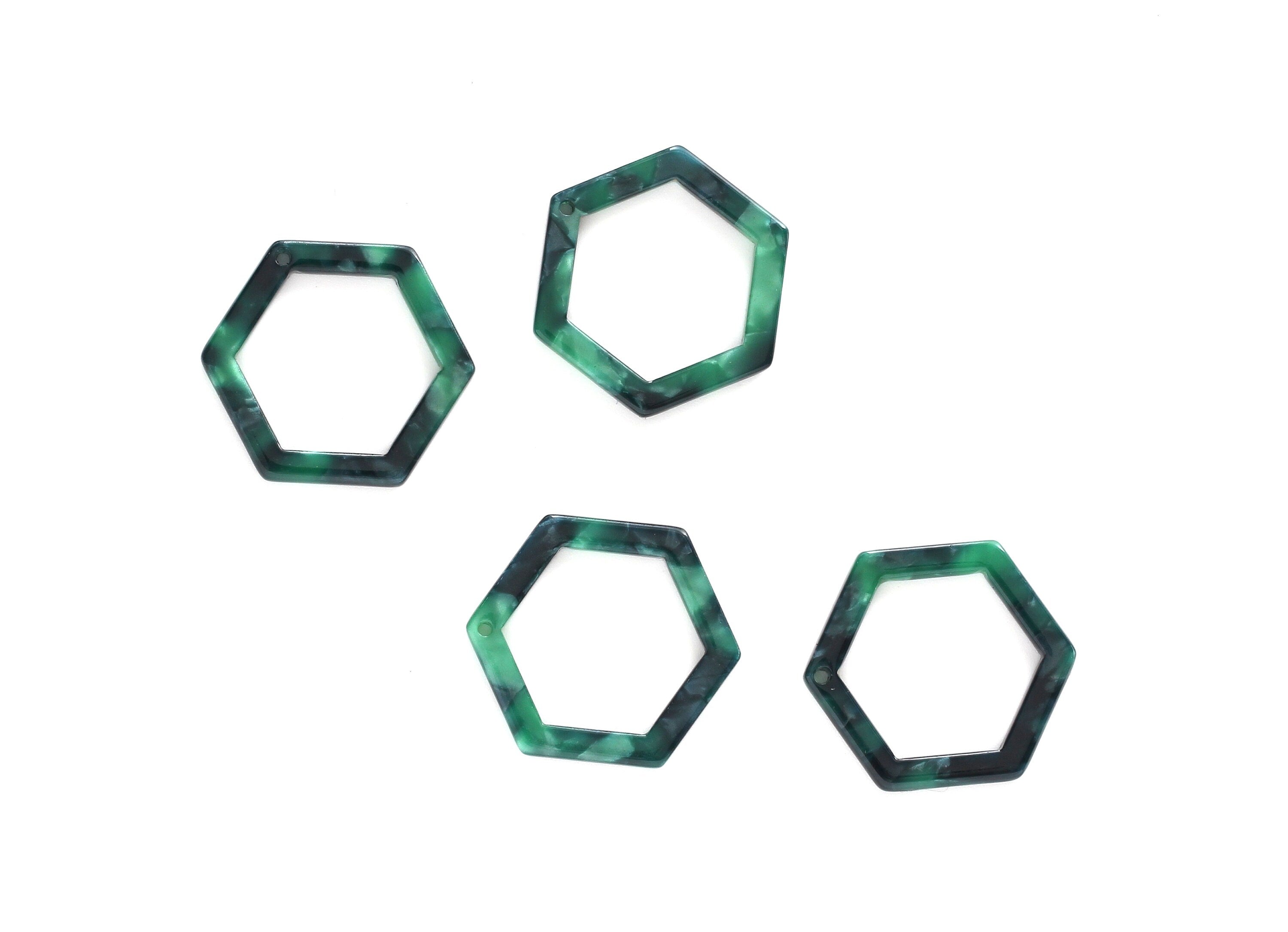 Acetate Hexagon Earring Charms - Hexagon Shaped Pendant - Earring Findings - Jewelry Supplies - Color Code: A13 - 28.18x25x2.66mm - AC1123C - DOMEDBAZAAR