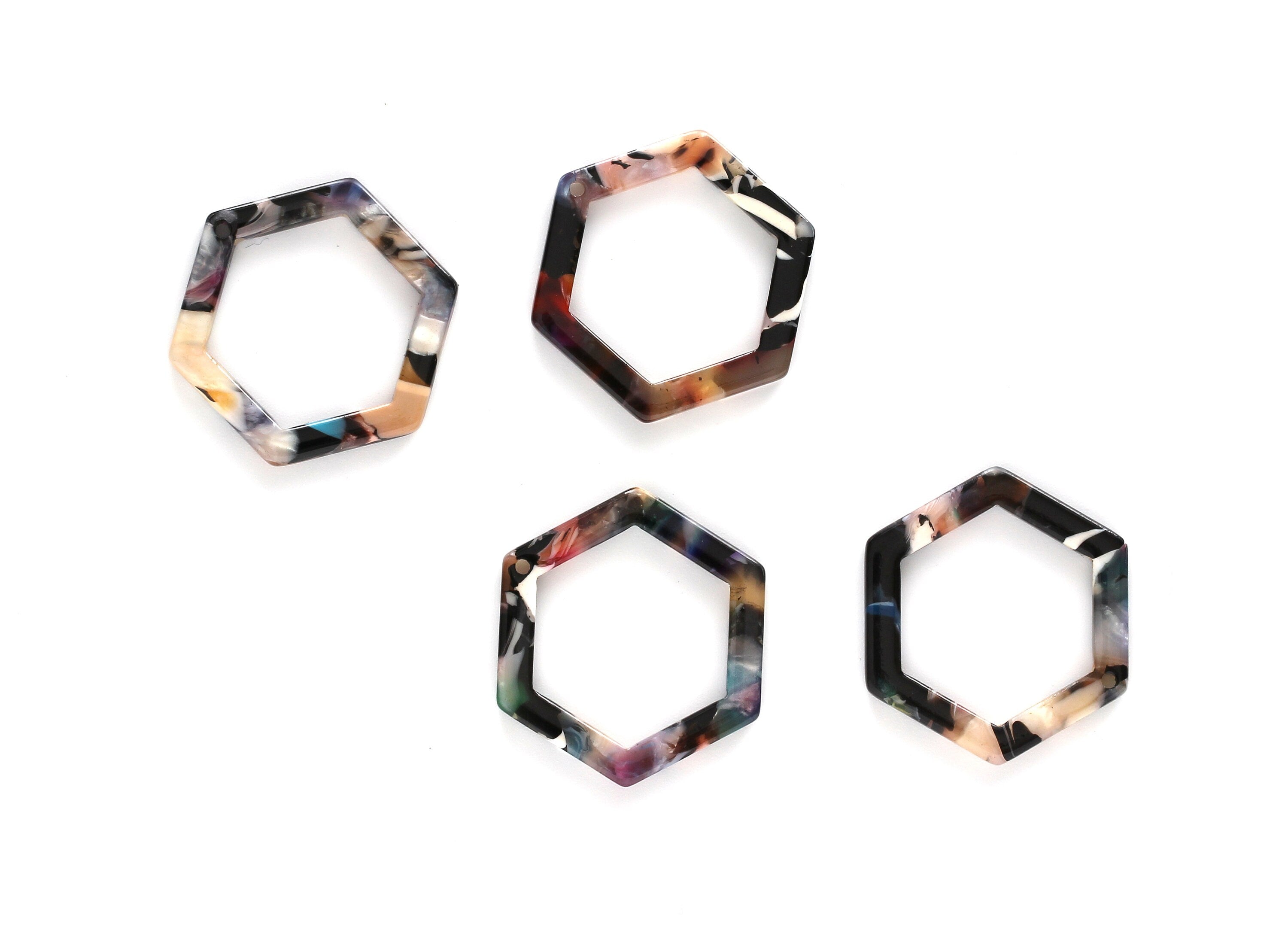 Acetate Hexagon Earring Charms - Acrylic Hexagon Pendant - Earring Findings - Jewelry Supplies - Color Code: A58 - 28.18x25x2.66mm - AC1123E - DOMEDBAZAAR