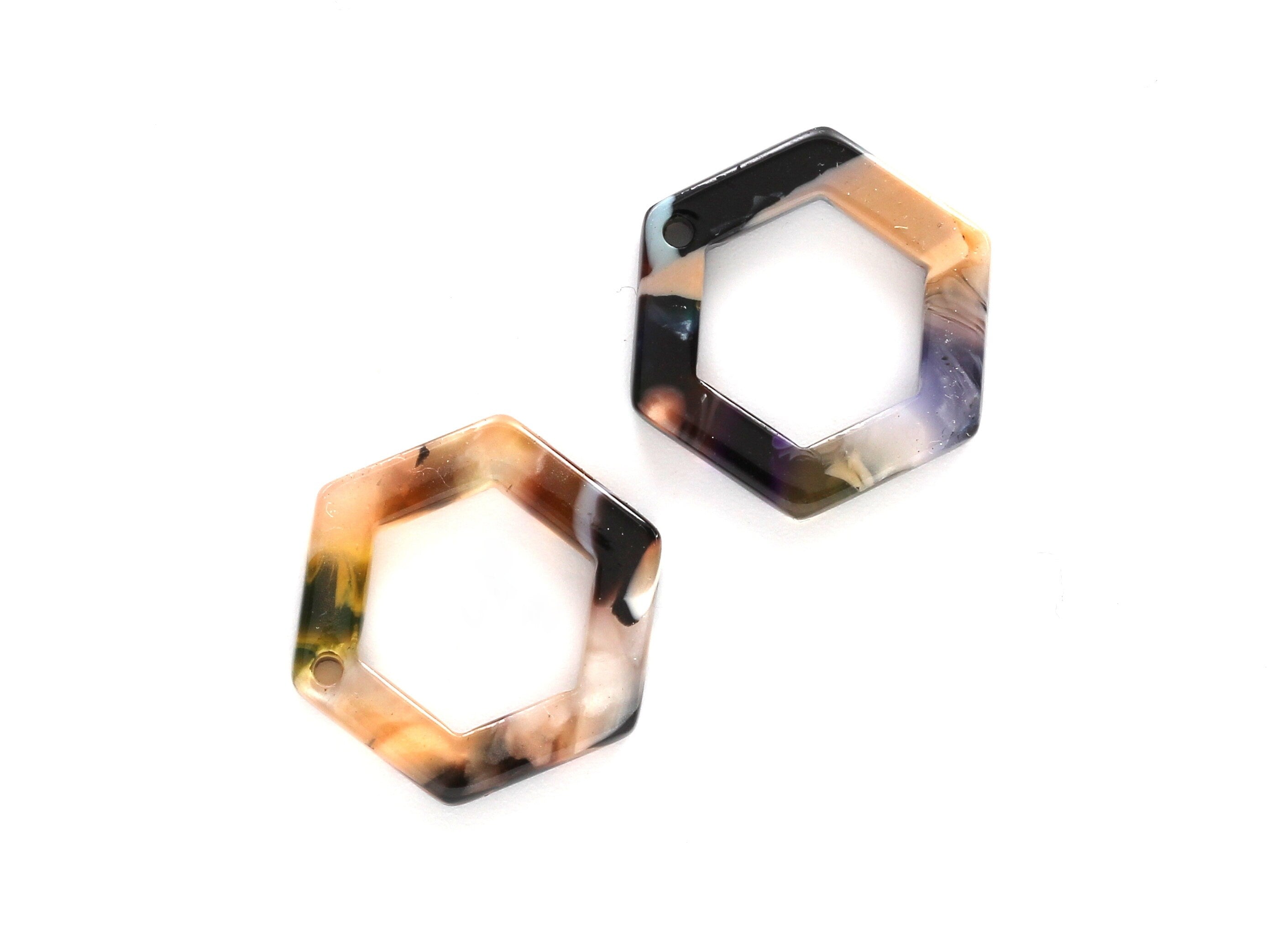 Acetate Hexagon Earring Charms - Acrylic Hexagon Pendant - Earring Findings - Jewelry Supplies - Color Code: A58 - 28.18x25x2.66mm - AC1123E - DOMEDBAZAAR