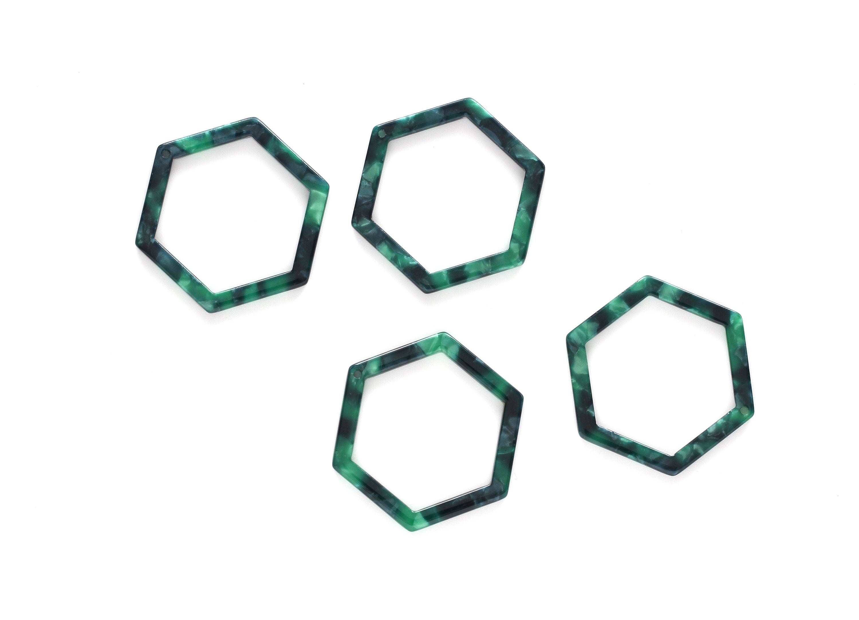 Acetate Hexagon Earring Charms - Hexagon Shaped Pendant - Earring Findings - Jewelry Supplies - Color Code: A13 - 36x32x2.68mm - AC1124C - DOMEDBAZAAR