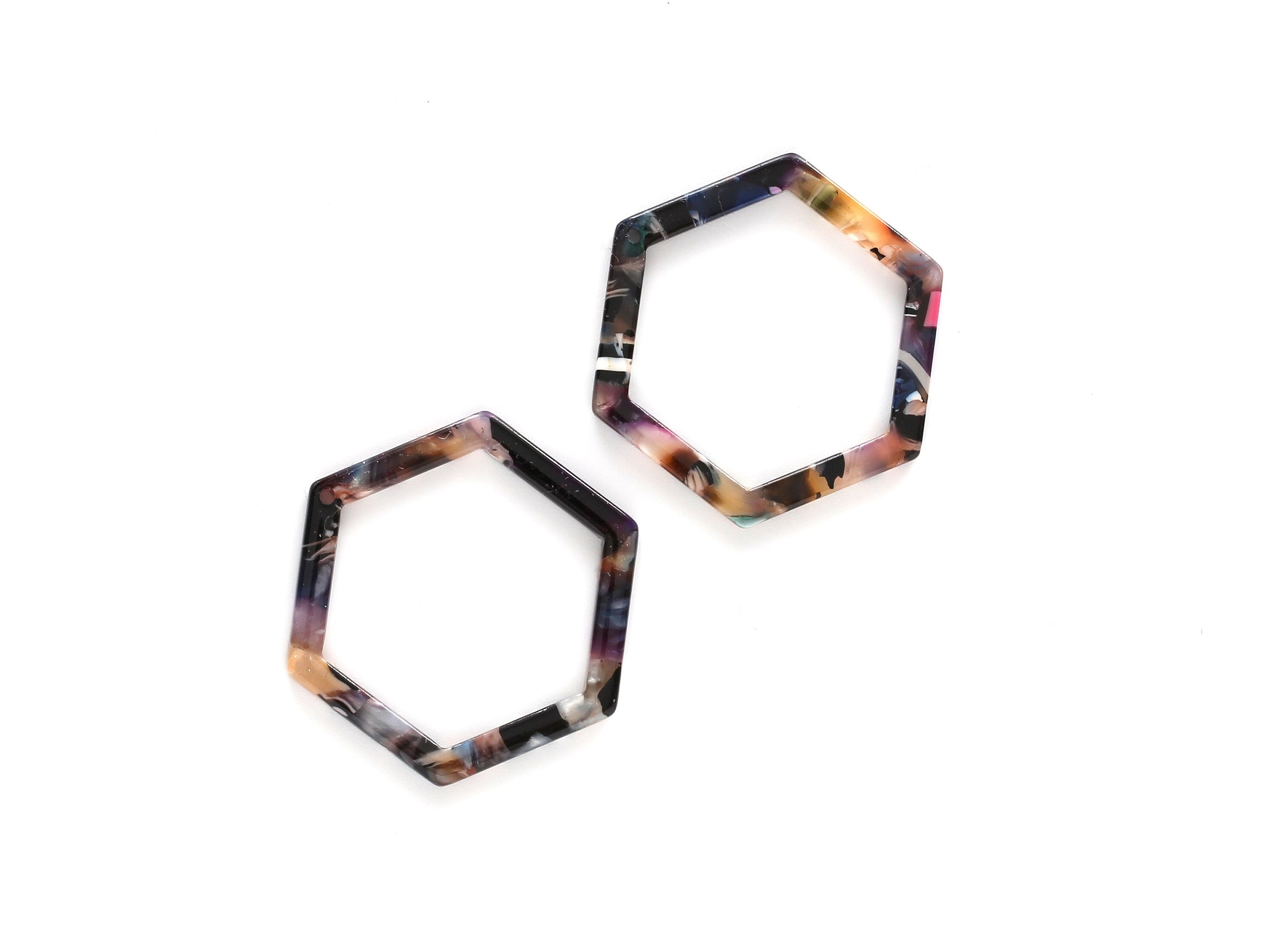 Acetate Hexagon Earring Charms - Hexagon Shaped Pendant - Earring Findings - Jewelry Supplies - Color Code: A58 - 36x32x2.68mm - AC1124E - DOMEDBAZAAR