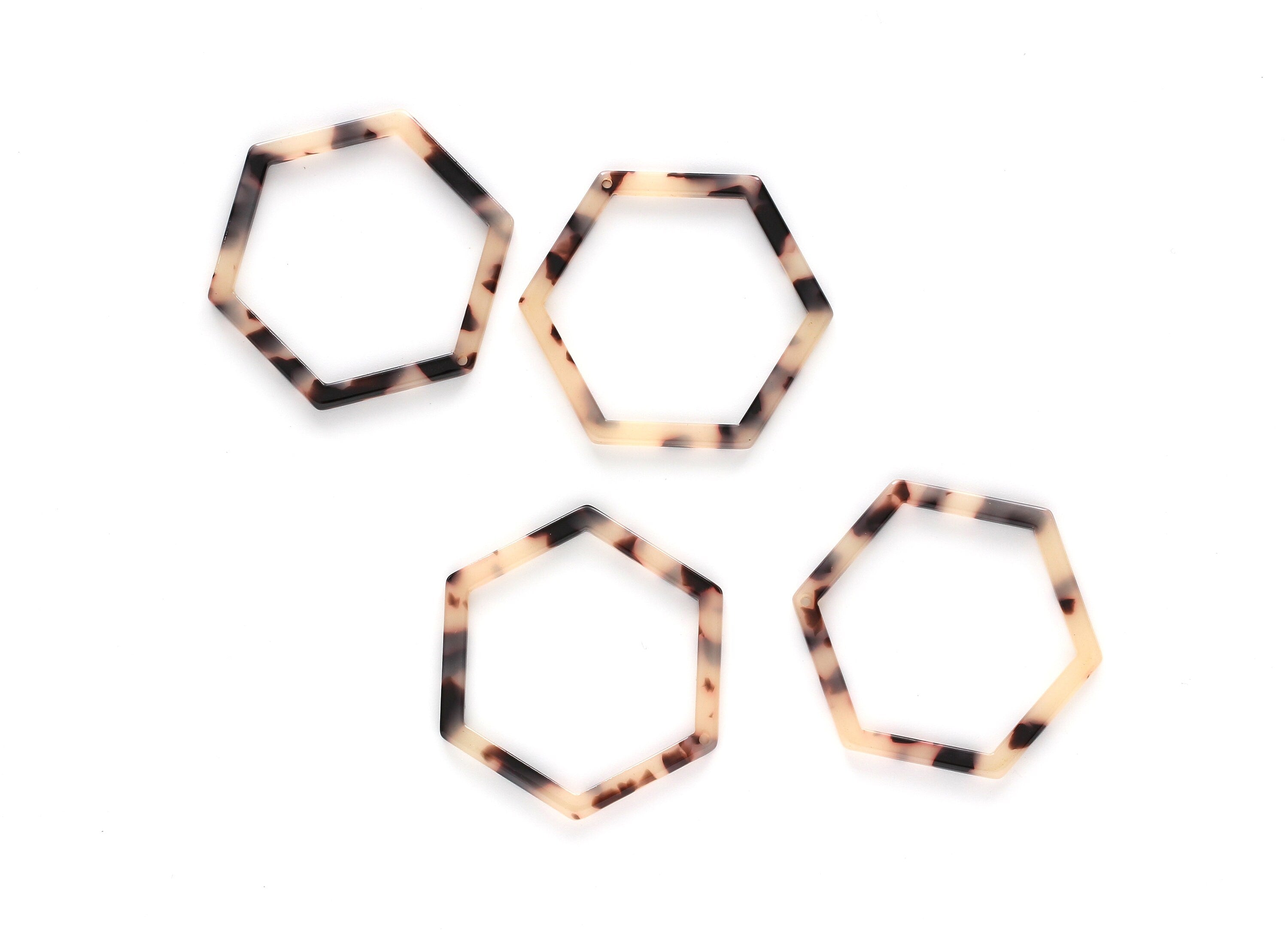 Acetate Acrylic Earring Charm - Blonde Tortoise Shell Earring - Hexagon Shaped Pendant - Color Code: A06 - 44.75x39.4mm - AC1125B - DOMEDBAZAAR