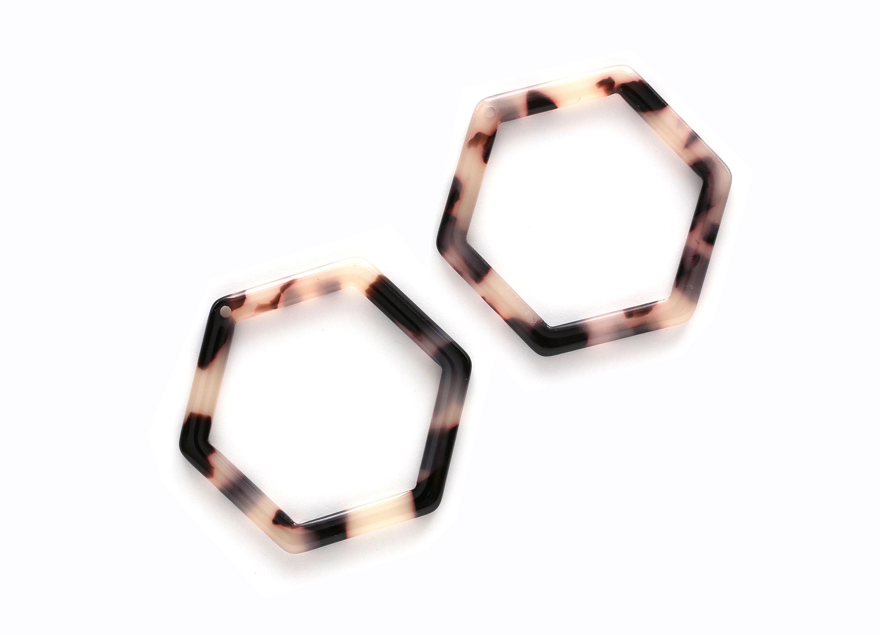 Acetate Acrylic Earring Charm - Blonde Tortoise Shell Earrings - Hexagon Shaped Pendant - Color Code: A06 - 36x32x2.68mm - AC1124B - DOMEDBAZAAR