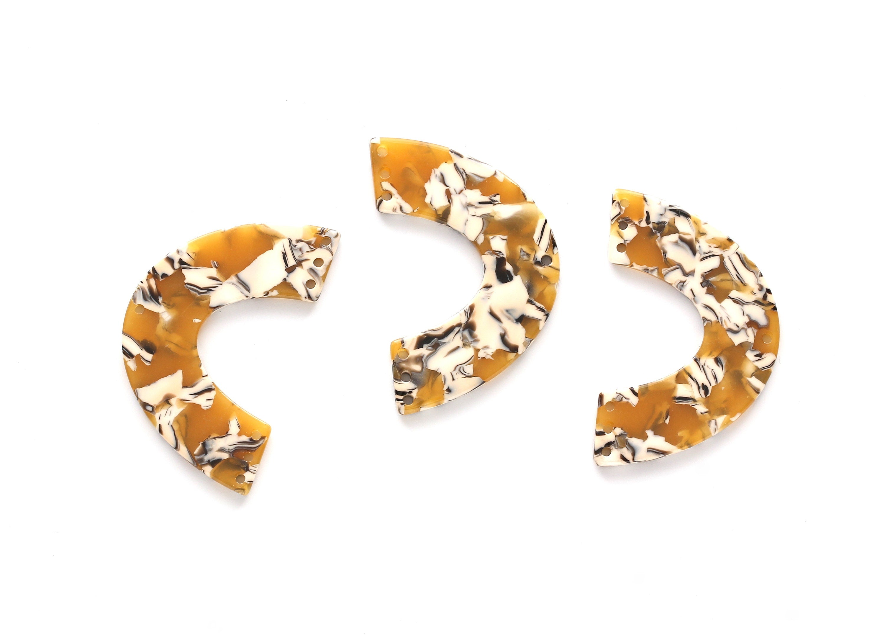 Acetate Large Arch Charms Seven Holes - Semi Oval Shaped Pendant - Jewelry Supplies - Color Code: A14 - 47.9x30.8x2.65mm - AC1095KK - DOMEDBAZAAR