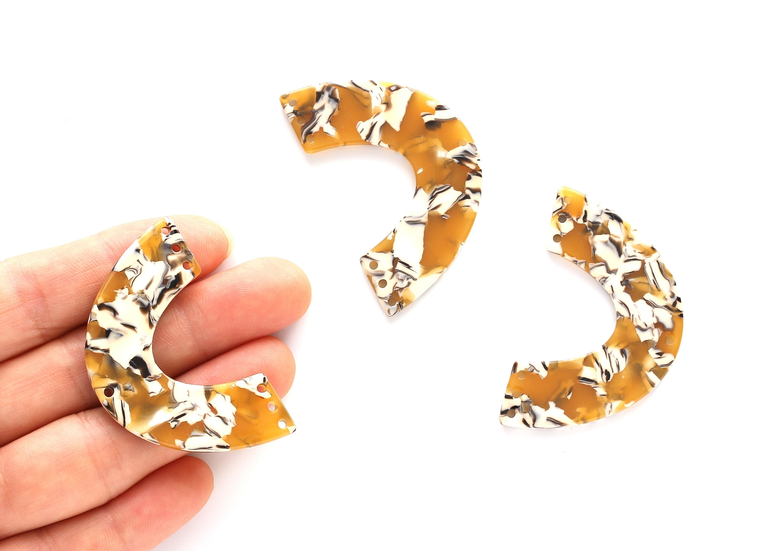Acetate Large Arch Charms Seven Holes - Semi Oval Shaped Pendant - Jewelry Supplies - Color Code: A14 - 47.9x30.8x2.65mm - AC1095KK - DOMEDBAZAAR