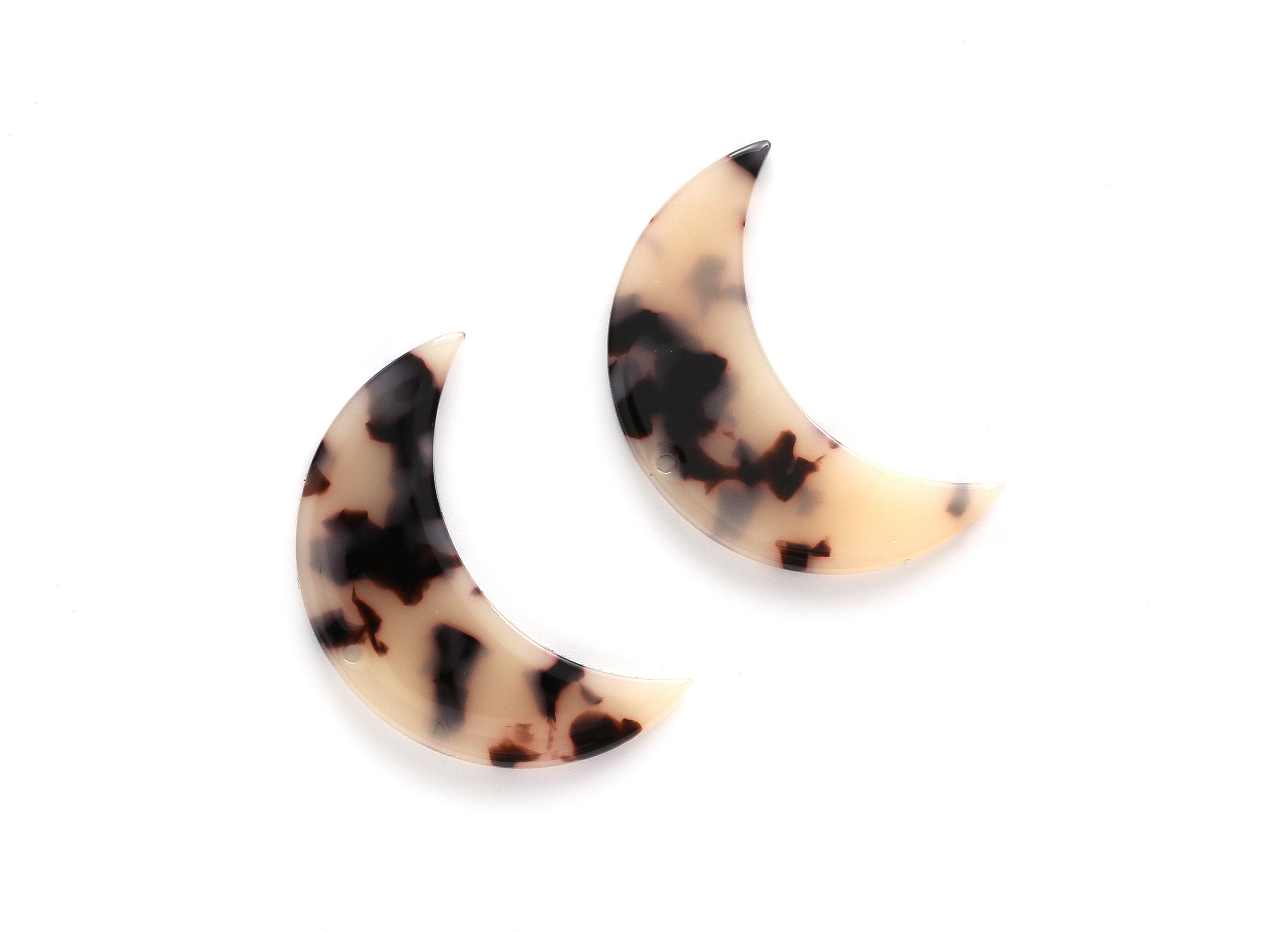 Acetate Moon Charms - 1 Holes - Blonde Tortoise Shell Earring - Moon Pendant - Jewelry Supplies - Color Code: A07 - 38x25.5x2.6mm - AC1111B - DOMEDBAZAAR