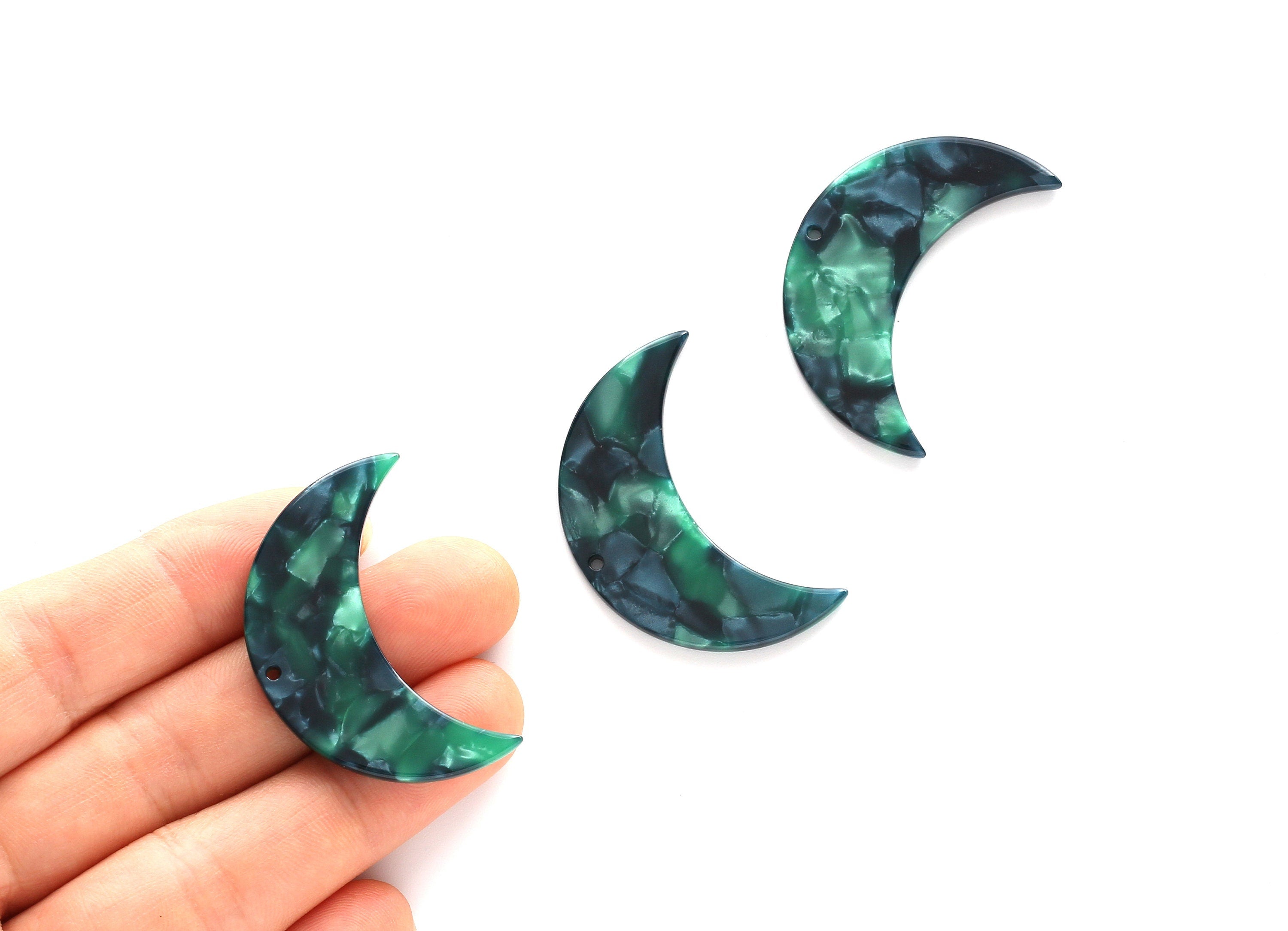 Acetate Moon Charms - 1 Holes - Moon Earring and Pendant - Earring Findings - Jewelry Supplies - Color Code: A13 - 37.9x25.5x2.6mm - AC1111C - DOMEDBAZAAR
