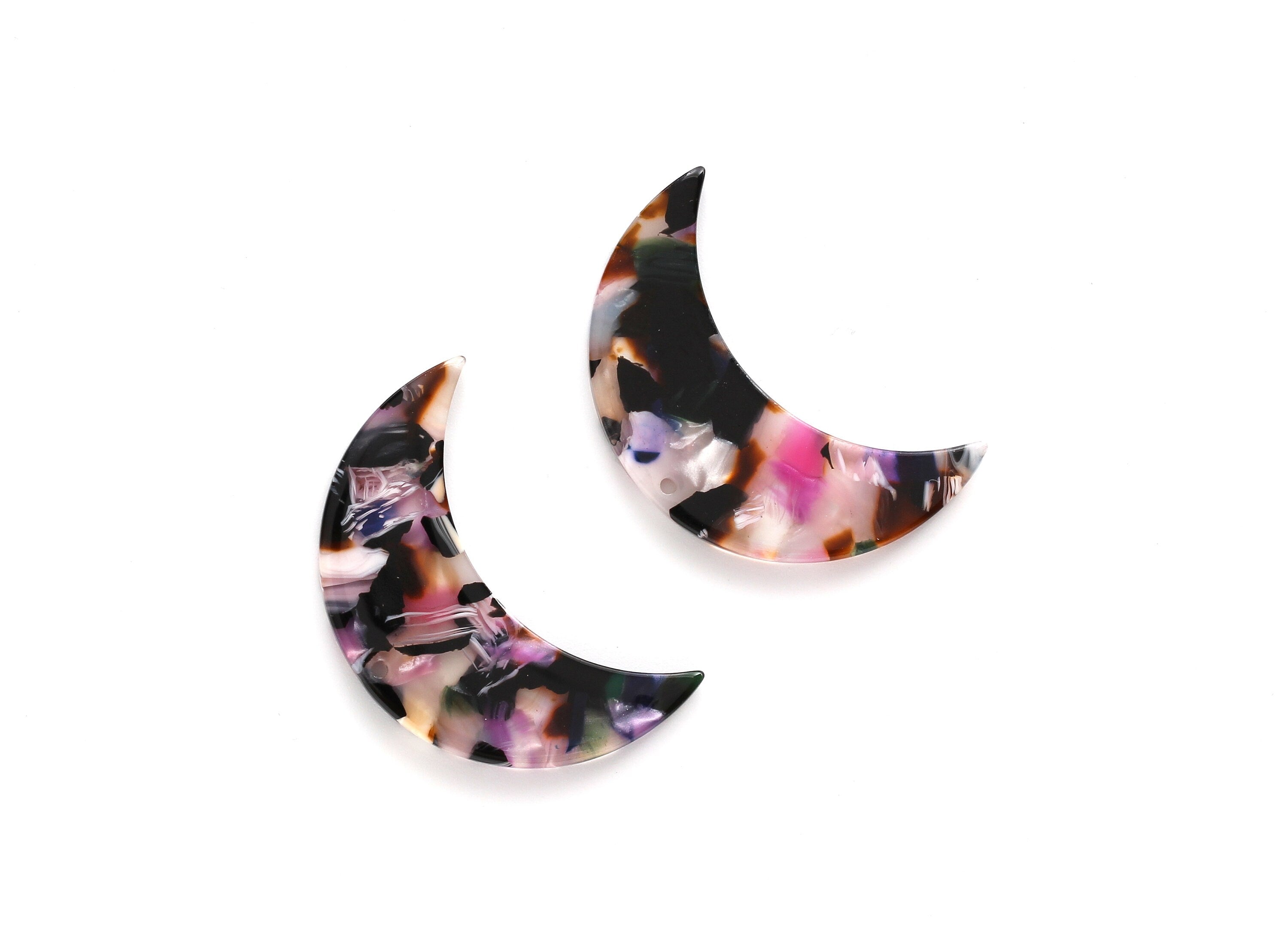 Acetate Moon Charms - 1 Holes - Moon Earring and Pendant - Earring Findings - Jewelry Supplies - Color Code: A11 - 37.9x25.5x2.6mm - AC1111E - DOMEDBAZAAR