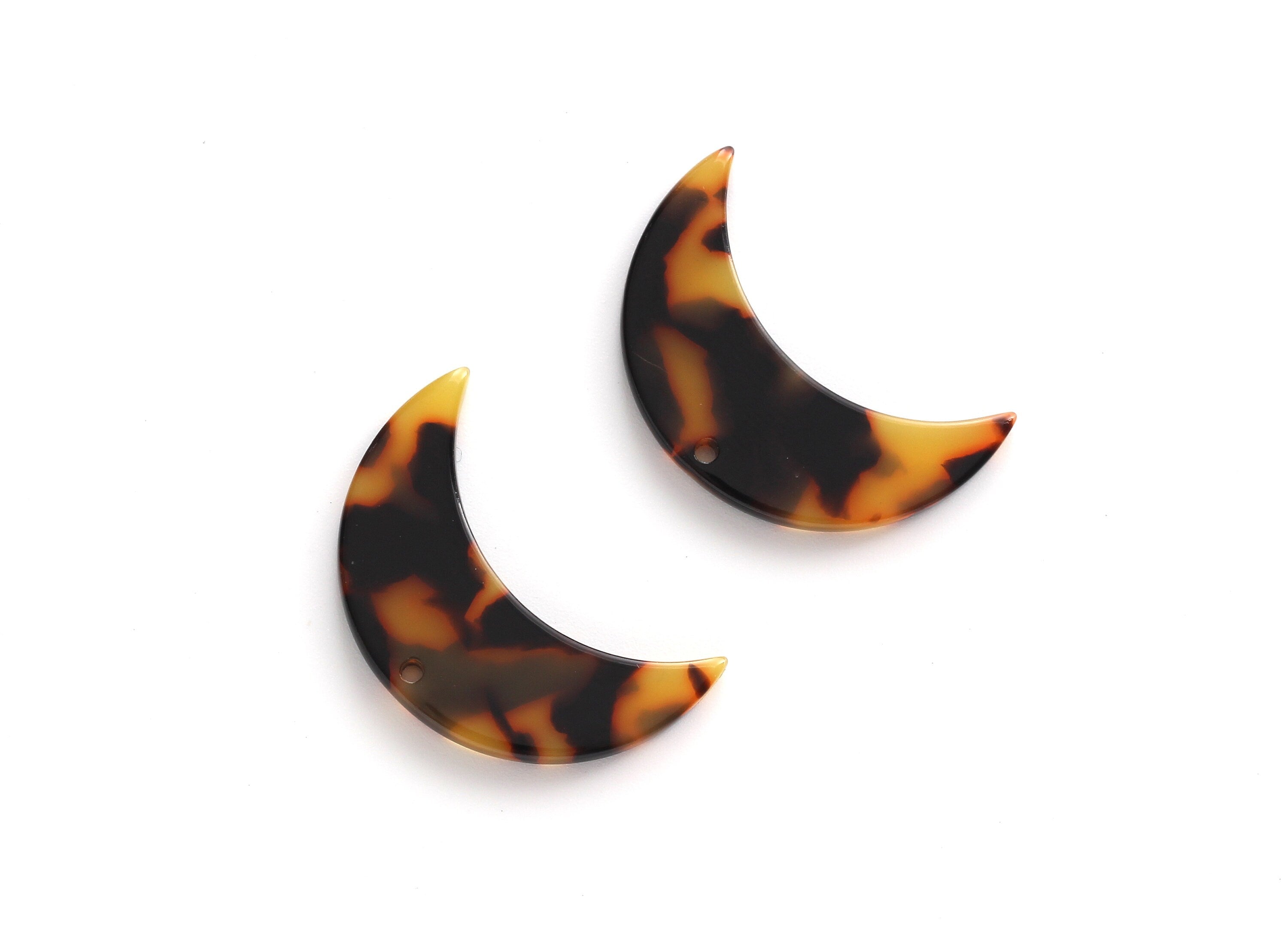 Acetate Moon Charms - 1 Holes - Tortoise Shell Earrings - Moon Pendant - Jewelry Making Supplies - Color Code: A01 - 30x19x2.6mm - AC1110A - DOMEDBAZAAR