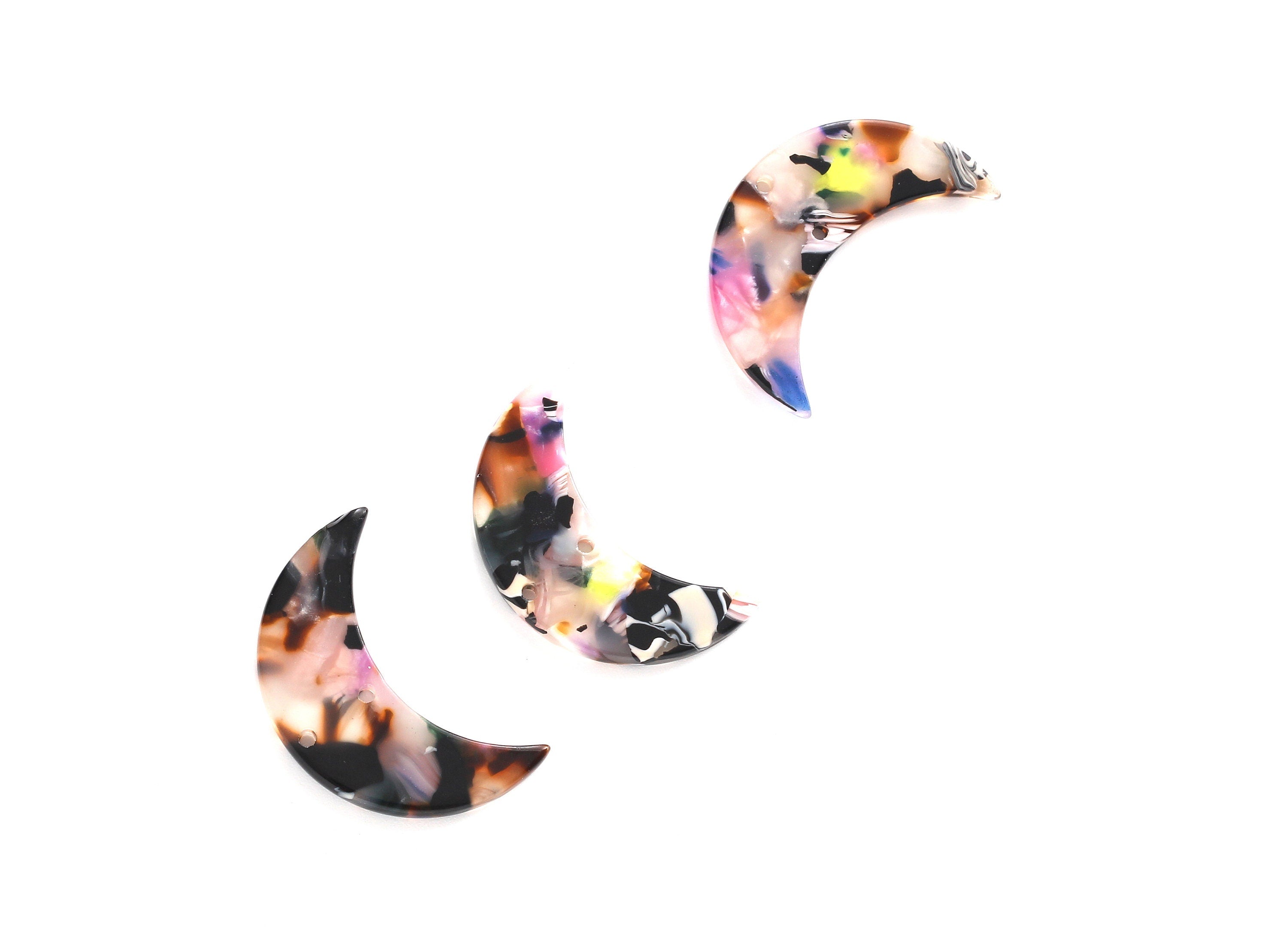 Acetate Moon Connector - Two Holes - Moon Earring and Pendant - Jewellery Supplies - Color Code: A11 - 29.9x19.4x2.6mm - AC1110EE - DOMEDBAZAAR