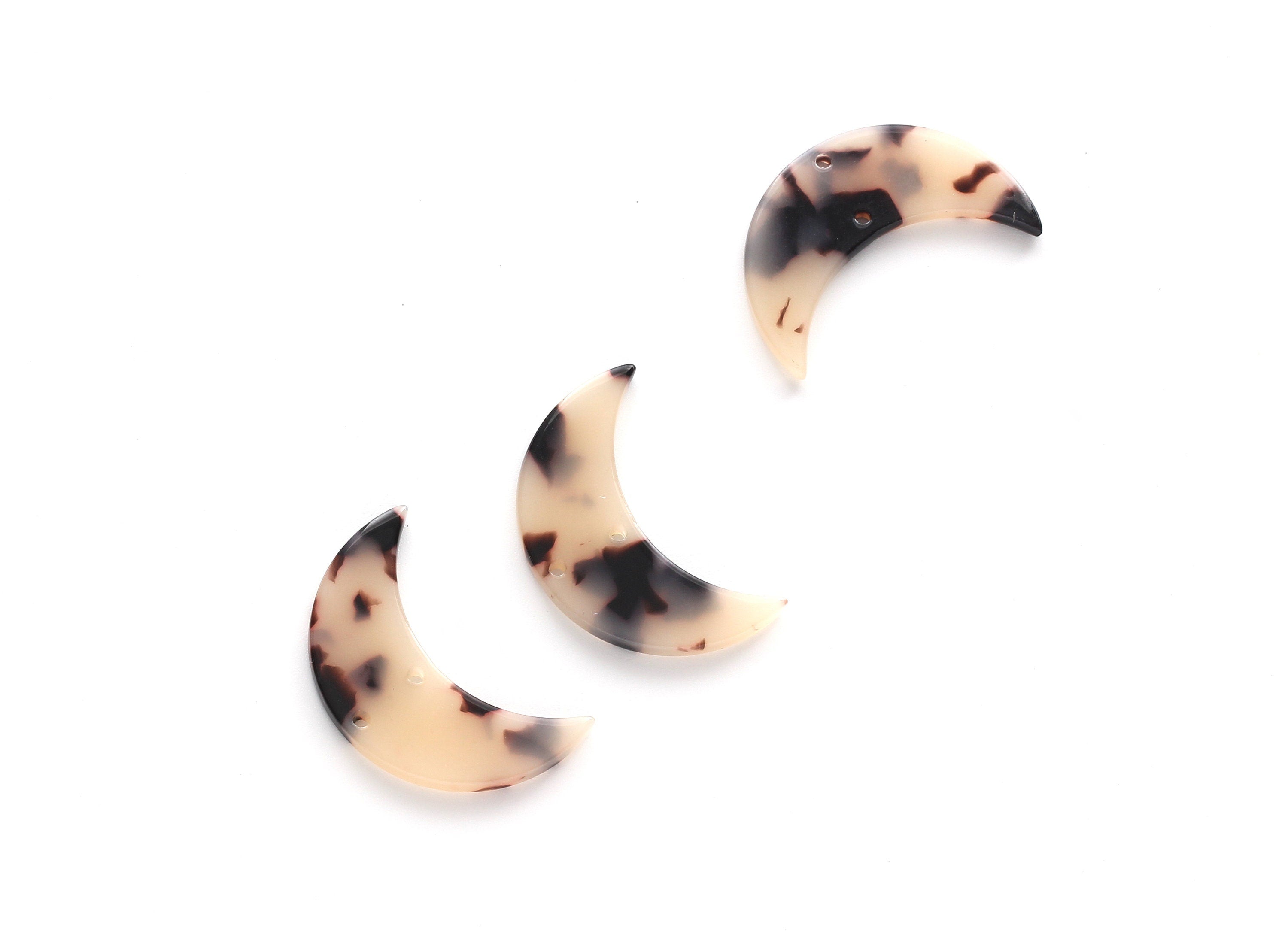 Acetate Moon Connector - Two Holes - Blonde Tortoise Shell Earrings - Moon Pendant - Color Code: A07 - 29.9x19.4x2.6mm - AC1110BB - DOMEDBAZAAR