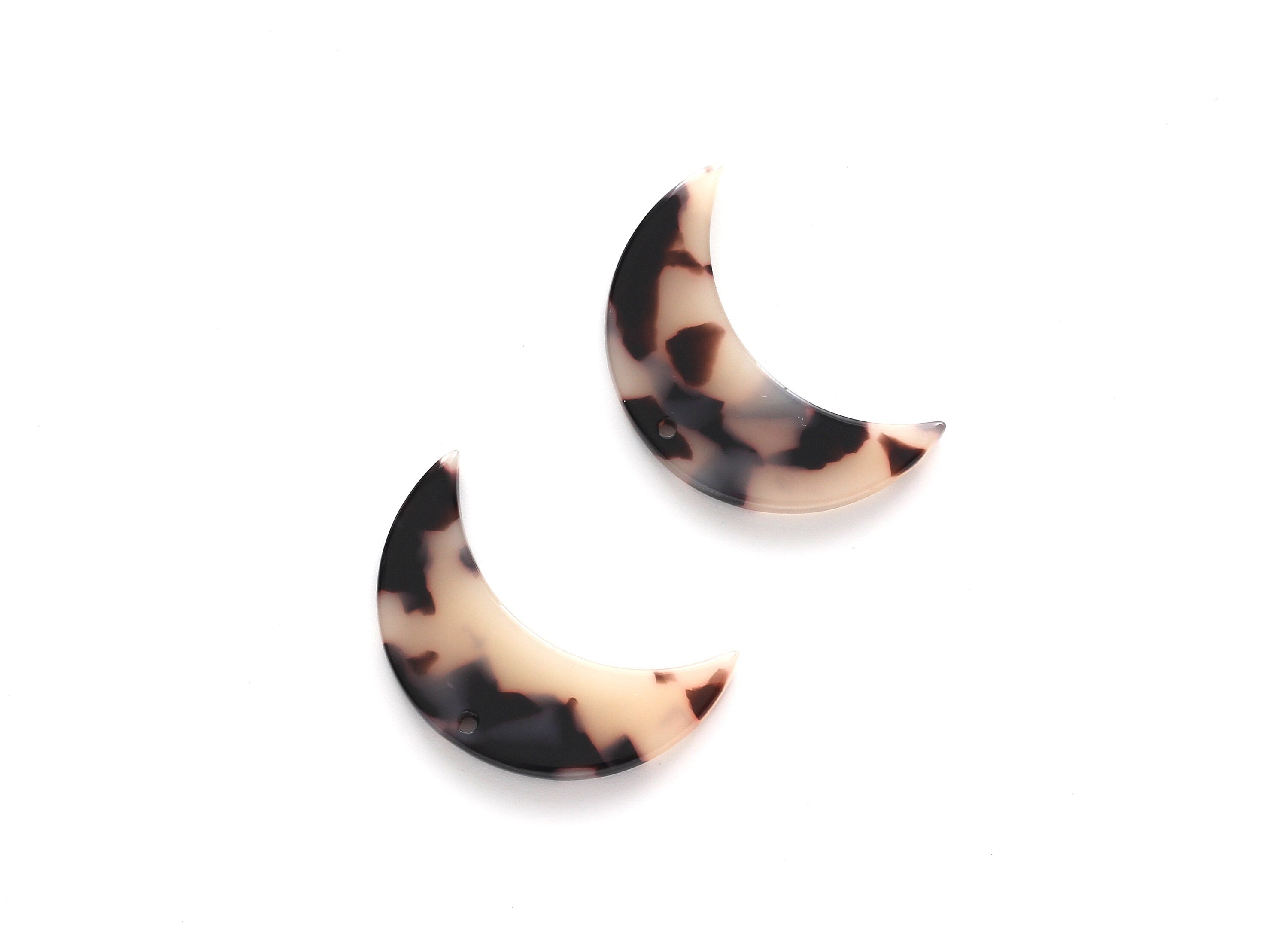 Acetate Moon charms - 1 Holes - Blonde Tortoise Shell Earrings - Moon Pendant - Color Code: A07 - 29.9x19.4x2.6mm - AC1110B - DOMEDBAZAAR