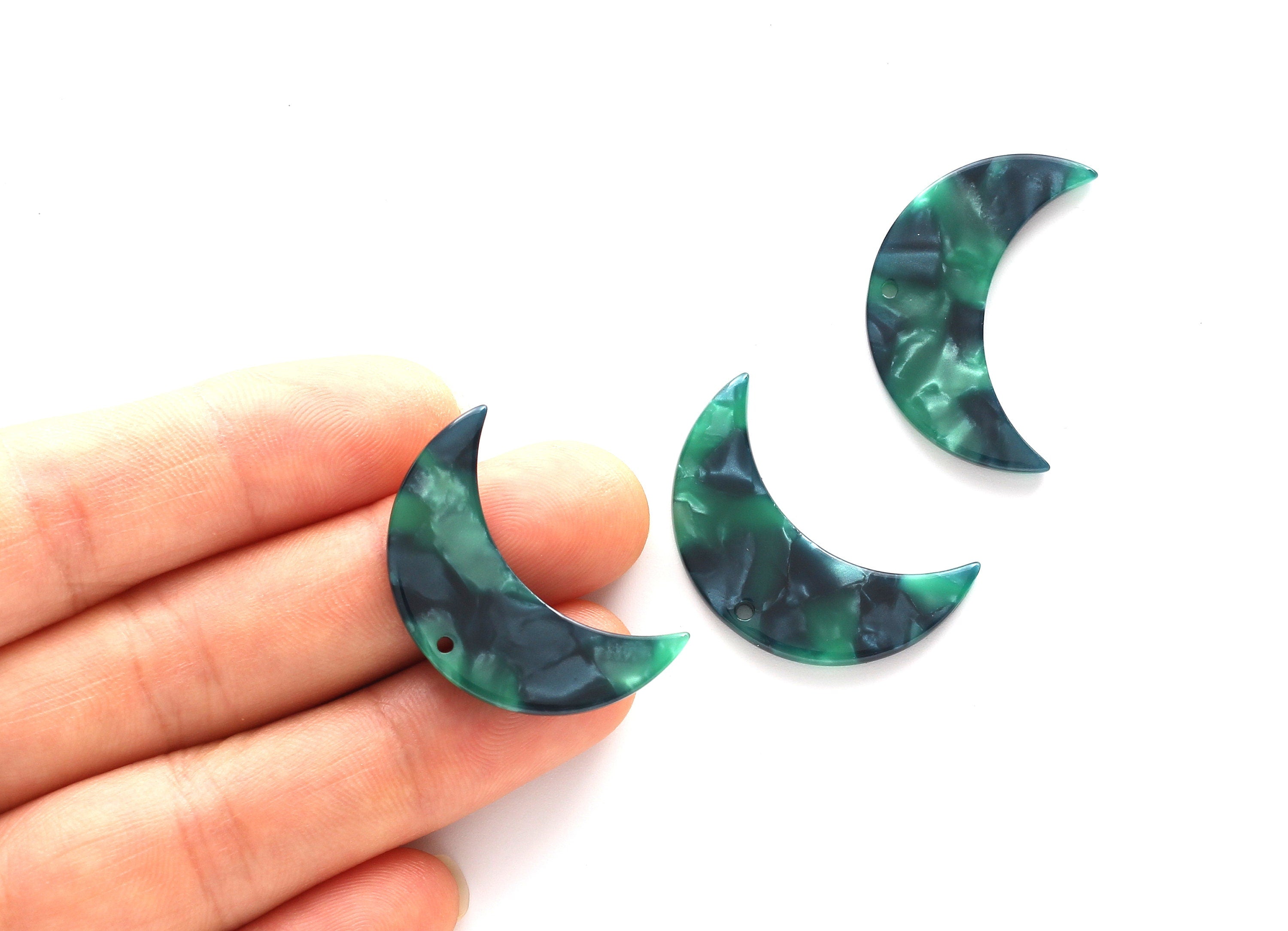 Acetate Moon Charms - 1 Holes - Moon Earring and Pendant - Earring Findings - Jewellery Supplies - Color Code: A13 - 29.9x19x2.6mm - AC1110C - DOMEDBAZAAR