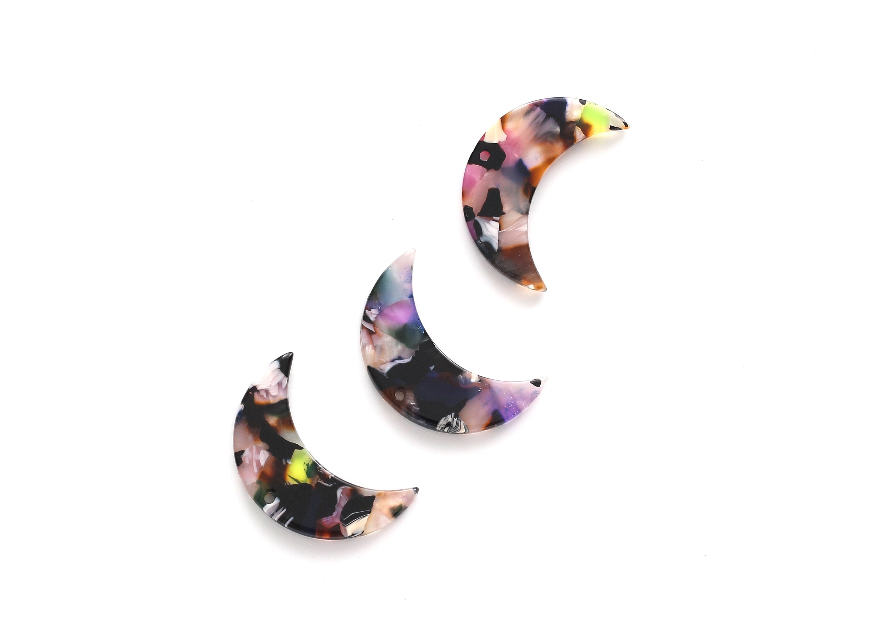Acetate Moon Charms - 1 Holes - Moon Earring and Pendant - Earring Findings - Jewellery Supplies - Color Code: A11 - 30x19.4x2.6mm - AC1110E - DOMEDBAZAAR