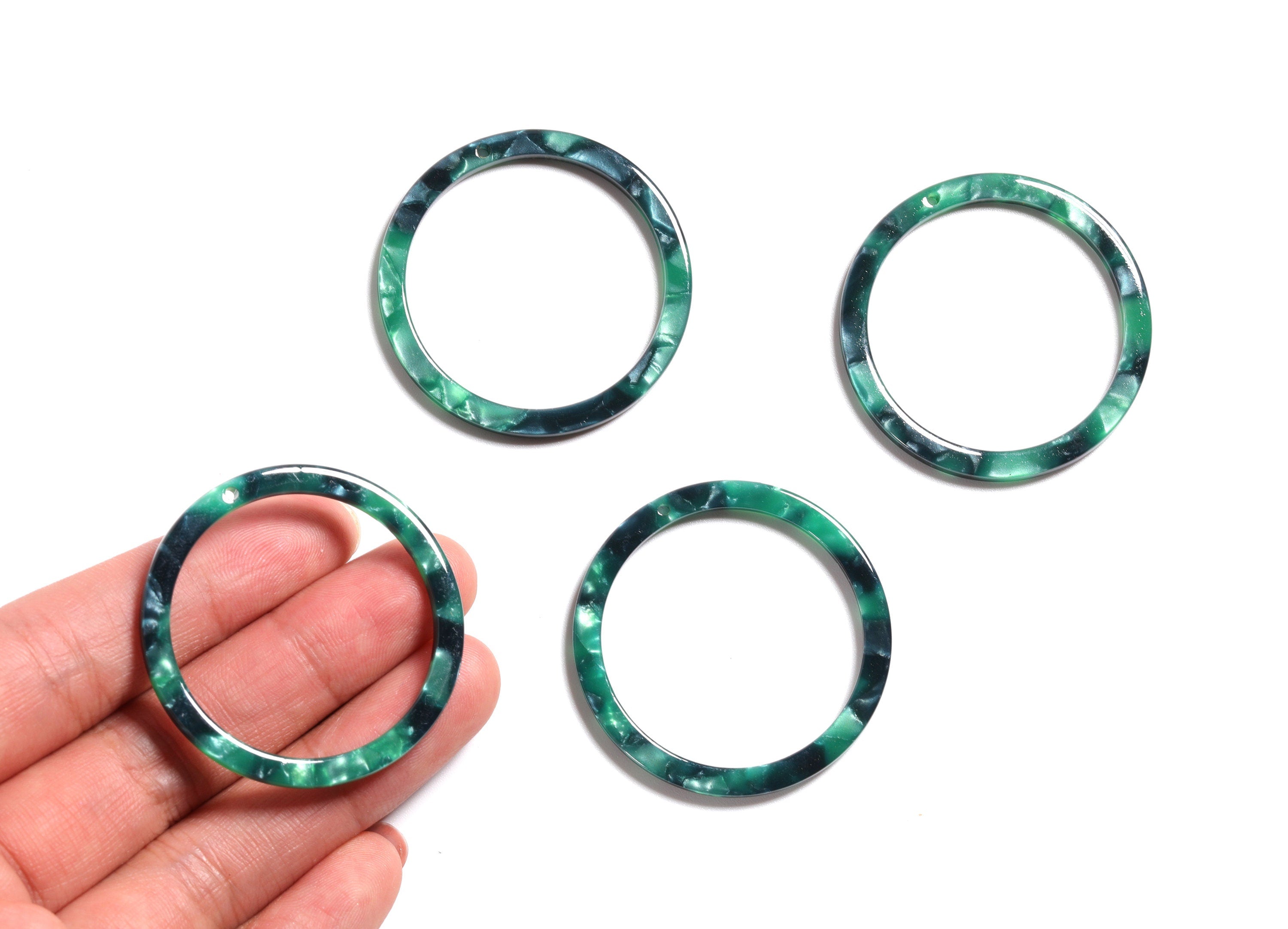 Acetate Acrylic Hoop Earring Charms - Acrylic Circle Pendant - Earring Findings - Jewelry Supplies - 36.5x36.5x2.6mm - AC1120C - DOMEDBAZAAR