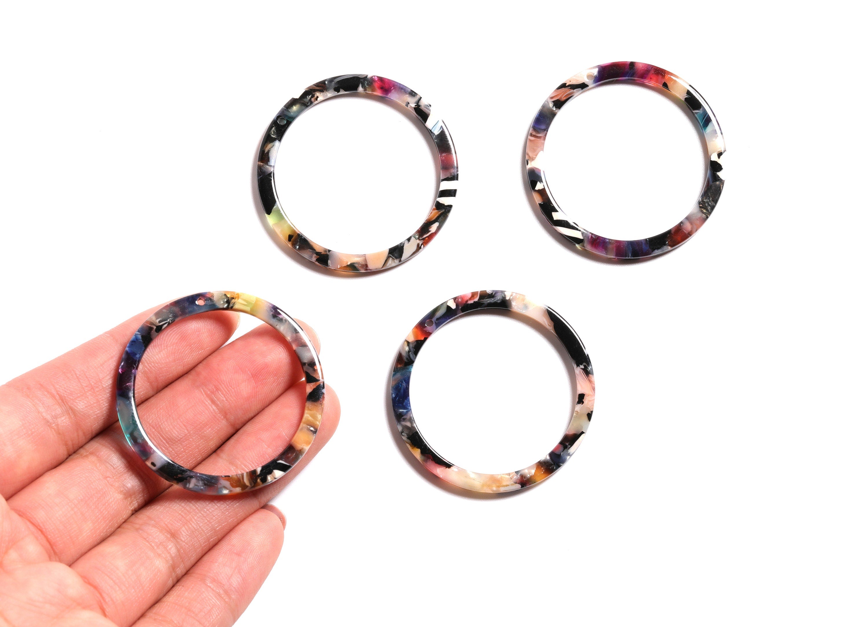 Acetate Hoop Earrings Charms - Acrylic Circle Pendant - Earring Findings - Jewelry Supplies - Color Code: A58 - 36.5x36.5x2.6mm - AC1120E - DOMEDBAZAAR