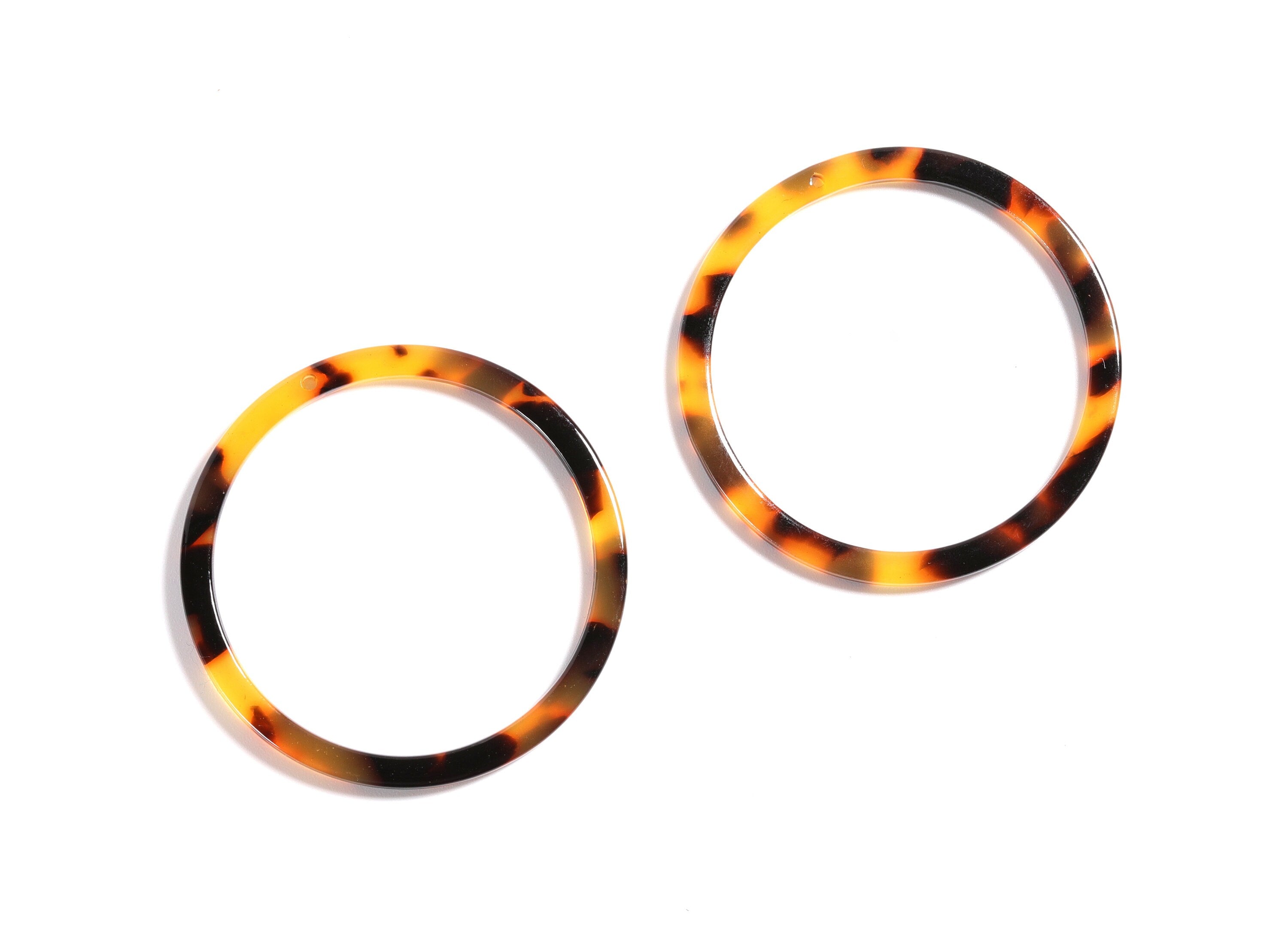 Acetate Hoop Earrings Charms - Tortoise Hoop Shell Earring - Circle Pendant - Jewelry Supplies - Color Code: A02 - 44.3x44.3x2.7mm - AC1126A - DOMEDBAZAAR