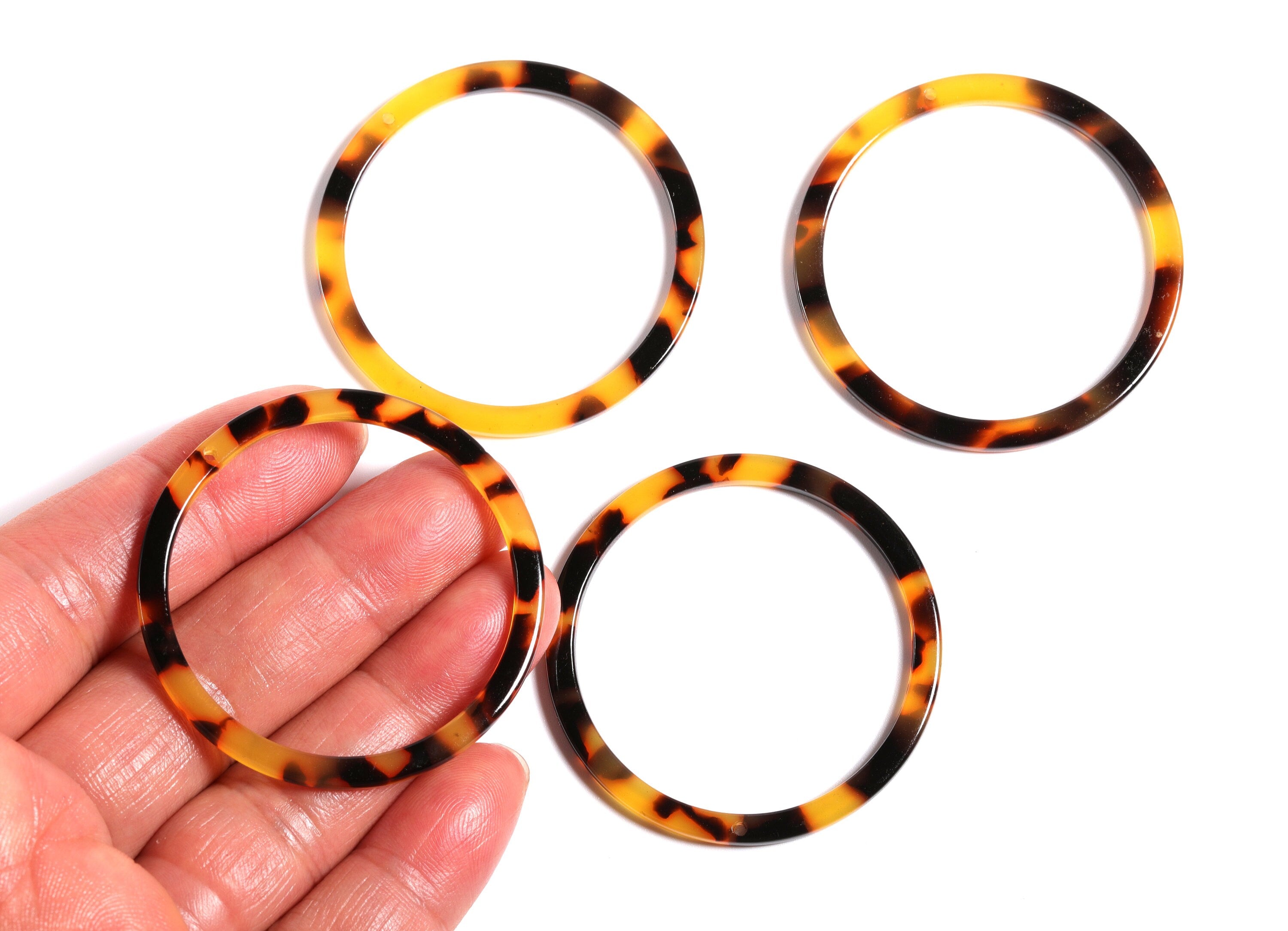Acetate Hoop Earrings Charms - Tortoise Hoop Shell Earring - Circle Pendant - Jewelry Supplies - Color Code: A02 - 44.3x44.3x2.7mm - AC1126A - DOMEDBAZAAR