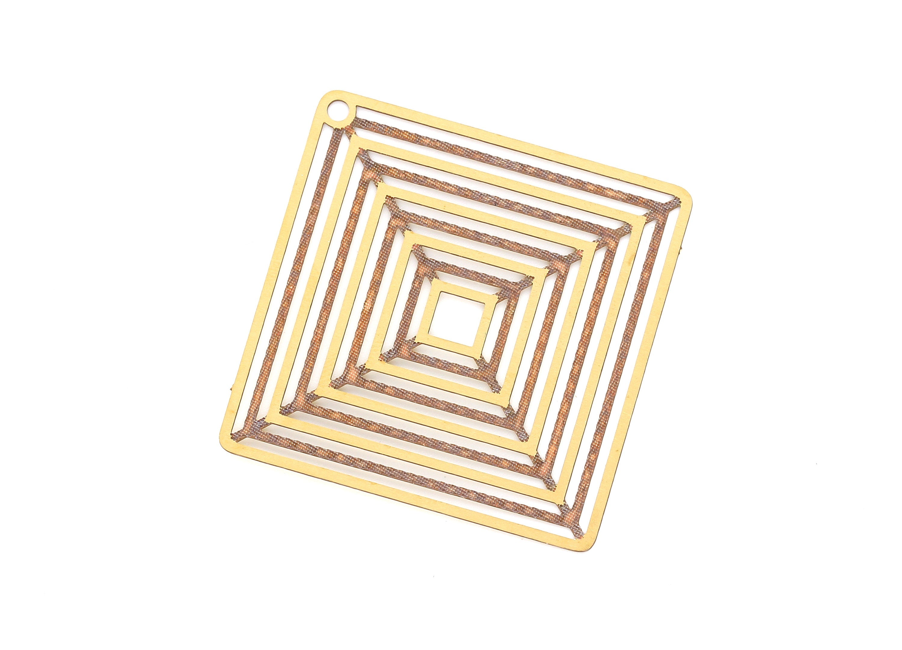 Raw Brass Square Shaped Earring and Necklace Charms - Square Necklace and Earring Findings - Jewelry Supplies - 45x22mm - JJB3284 - DOMEDBAZAAR