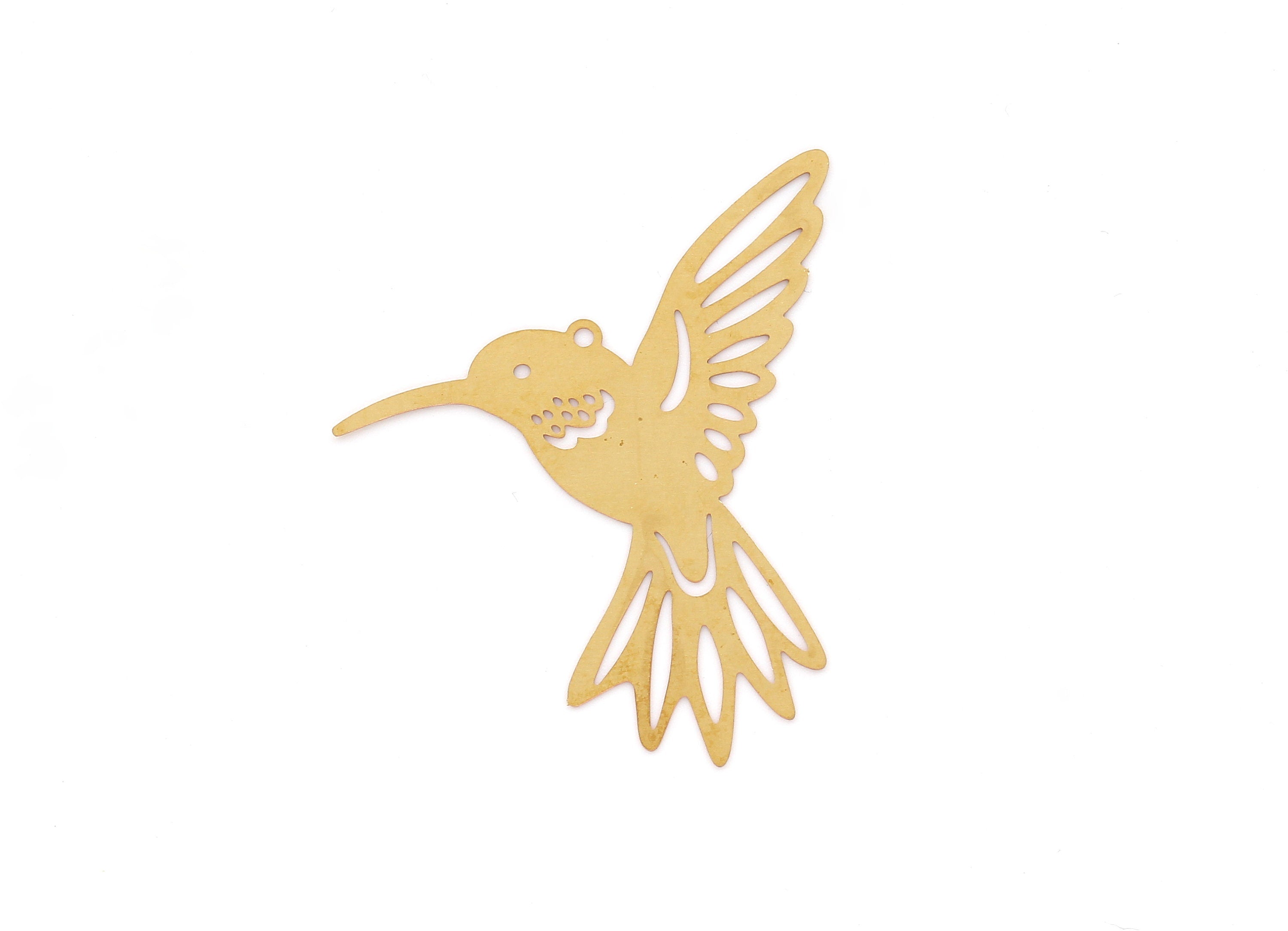 Raw Brass Hummingbird Shaped  Necklace Charms - Hummingbird Shaped Necklace  Finding - Jewelry Supplies - 37.3x42.5x0.3mm- JJB3300 - DOMEDBAZAAR