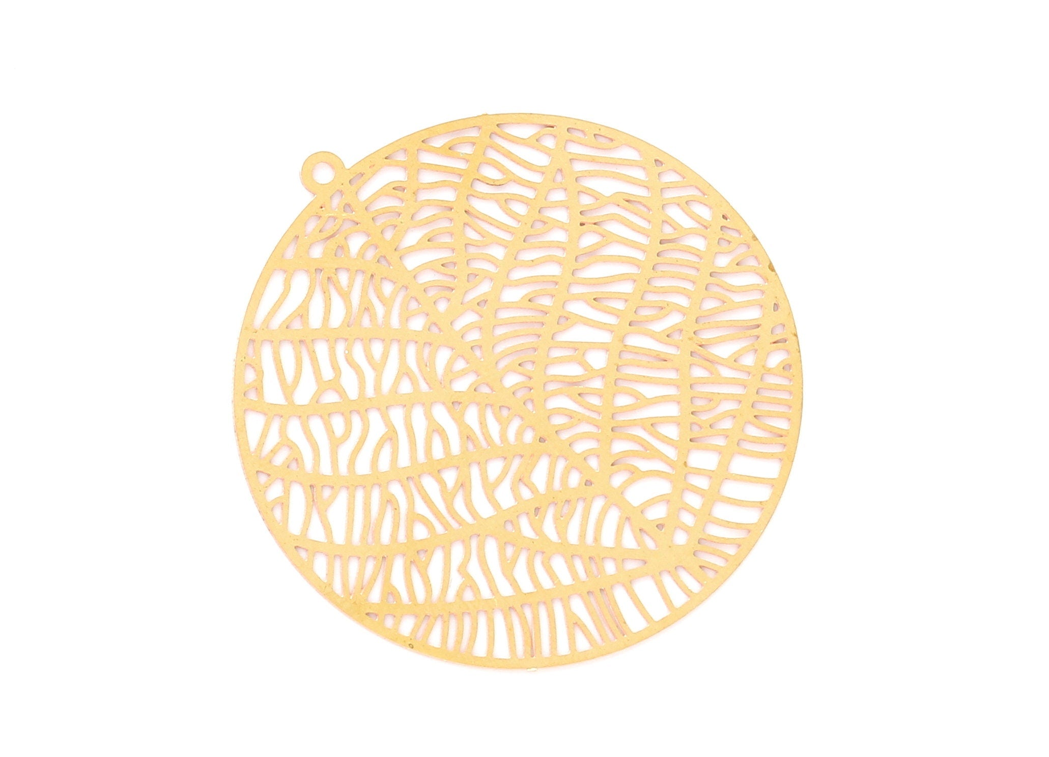 Raw Brass Circular Shaped Earring Charms - Hallow Out Earring Charms - Earring Findings - Jewelry Supplies - 42.4x40x0.3mm - JJB3488 - DOMEDBAZAAR