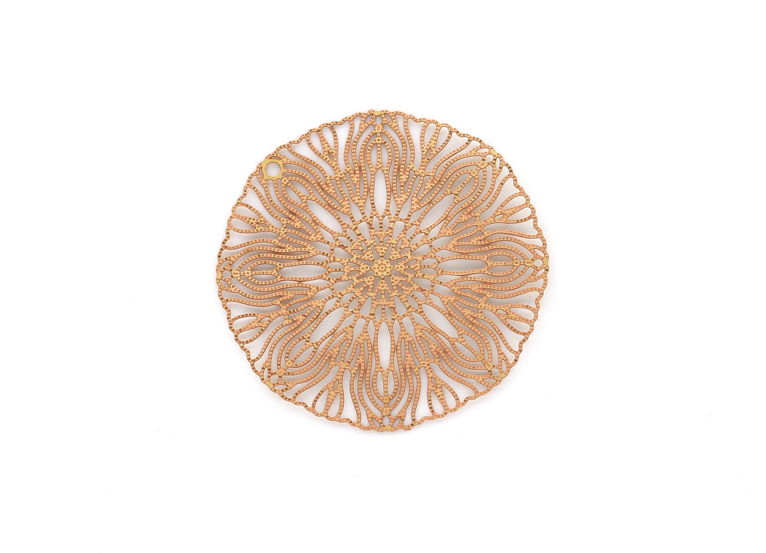 Raw Brass Circular Shaped Earring Charms - Hallow Out Earring Charms - Earring Findings - Jewelry Supplies - 30.3x30.3x0.3mm- JJB3675 - DOMEDBAZAAR