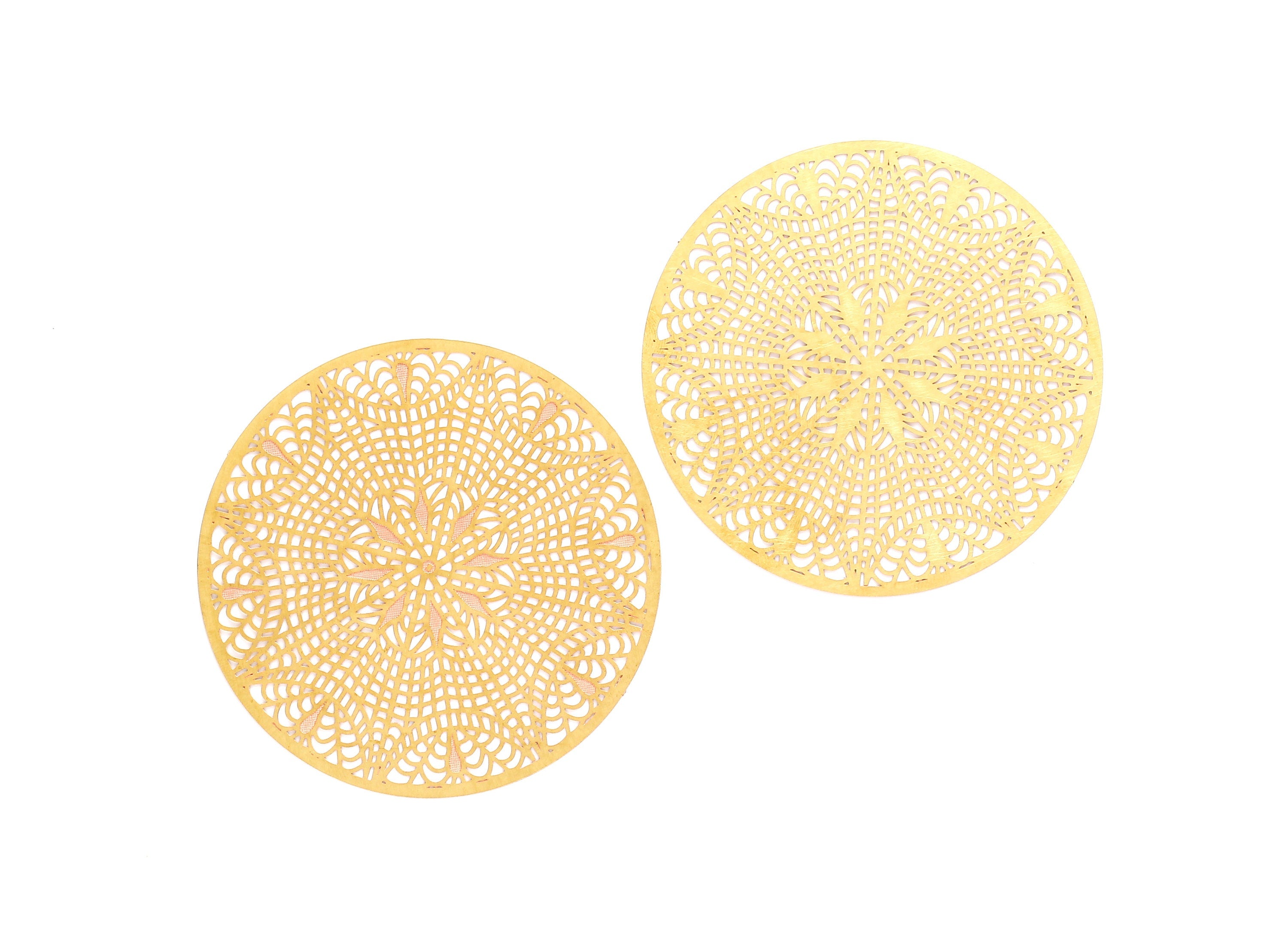 Raw Brass Circular Shaped Earring Charms - Hallow Out Earring Charms - Earring Findings - Jewelry Supplies - 74.9x74.9x0.3mm - JJA3797 - DOMEDBAZAAR