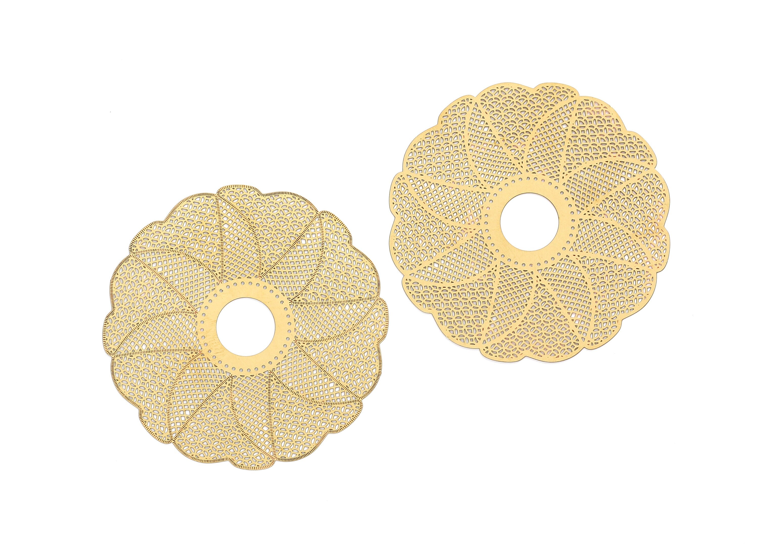 Raw Brass Circular Shaped Earring Charms - Hallow Out Earring Charms - Earring Findings - Jewelry Supplies - 75.5x75.5x0.3mm - JJA3825 - DOMEDBAZAAR