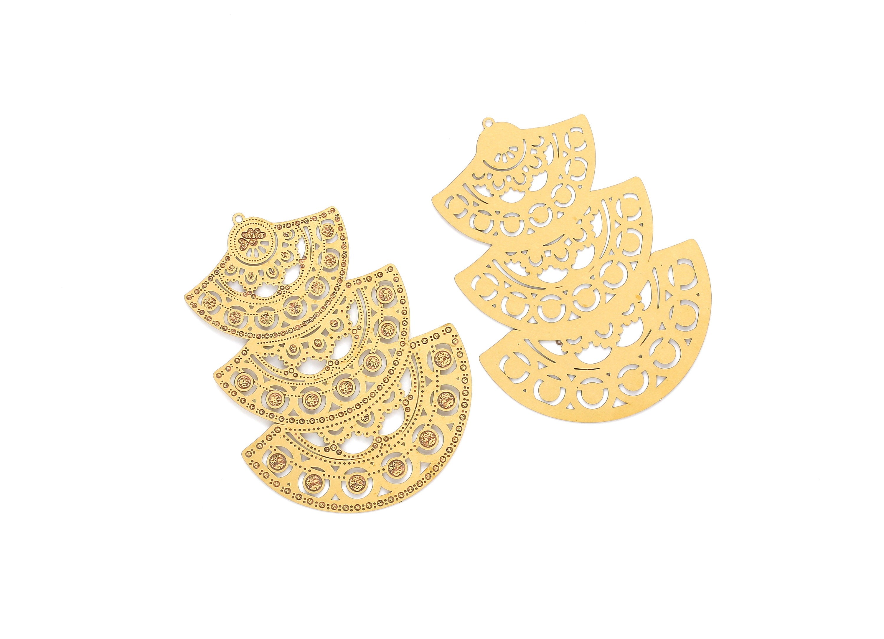 Raw Brass  Hollow Out Earring Charms - Exaggerated Earring Charms - Earring Findings - Jewellery Supplies - 70x44.9x0.3mm - JJA4130 - DOMEDBAZAAR