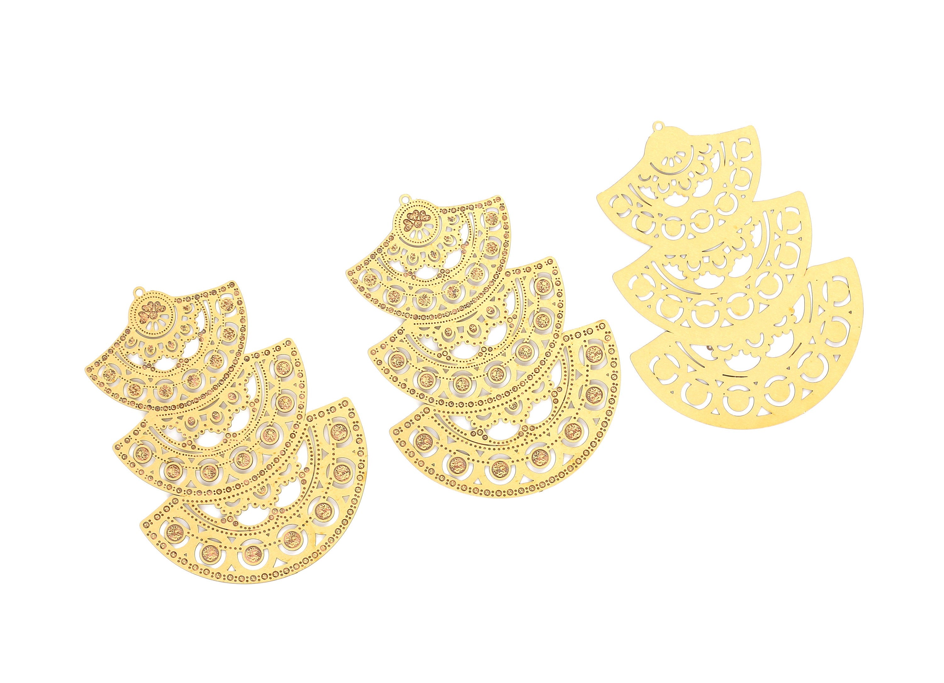 Raw Brass  Hollow Out Earring Charms - Exaggerated Earring Charms - Earring Findings - Jewellery Supplies - 70x44.9x0.3mm - JJA4130 - DOMEDBAZAAR