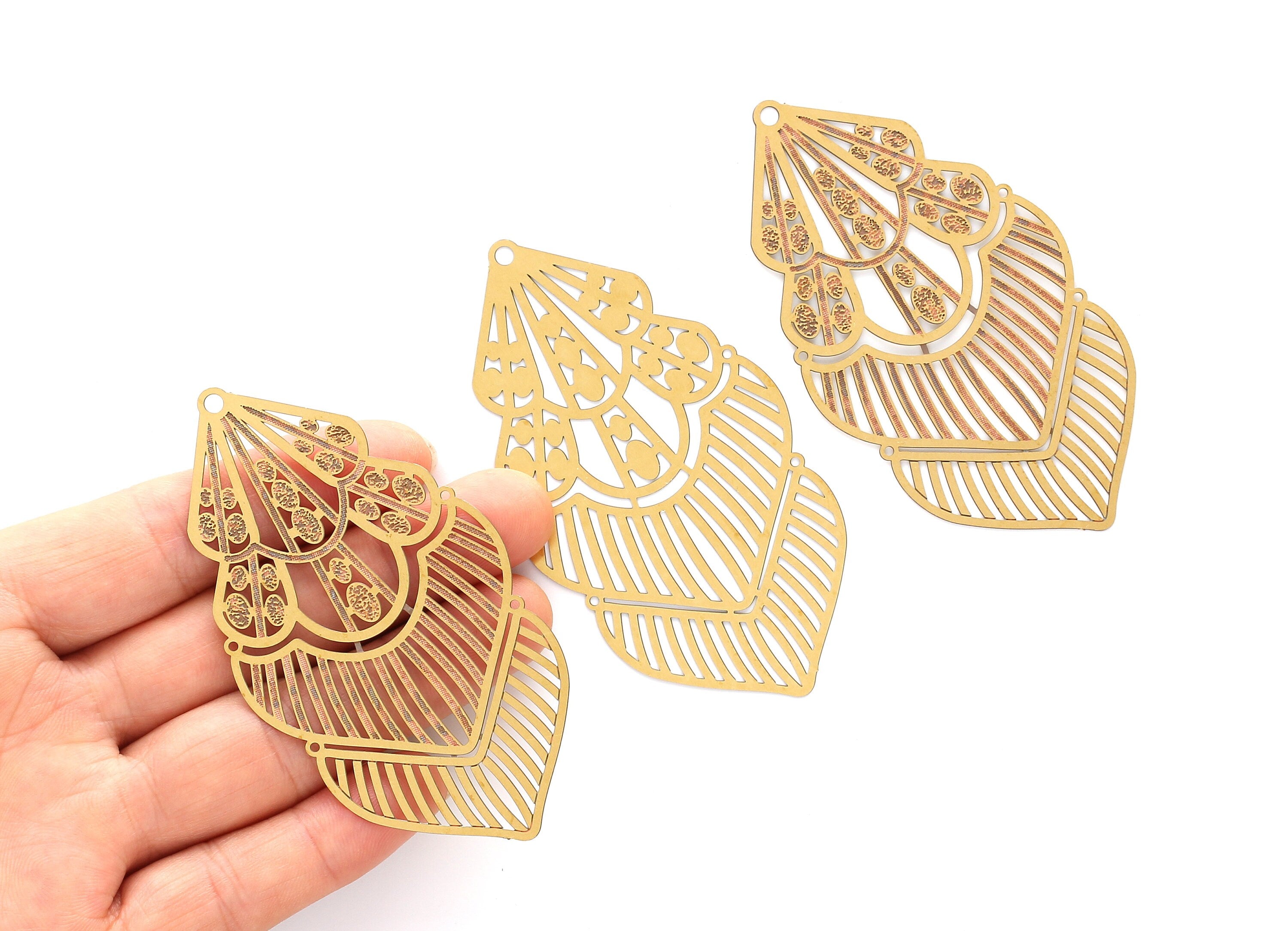 Raw Brass  Hollow Out Earring Charms - Exaggerated Earring Charms - Earring Findings - Jewelry Supplies - 80x43.7x0.3mm - JJA4131 - DOMEDBAZAAR