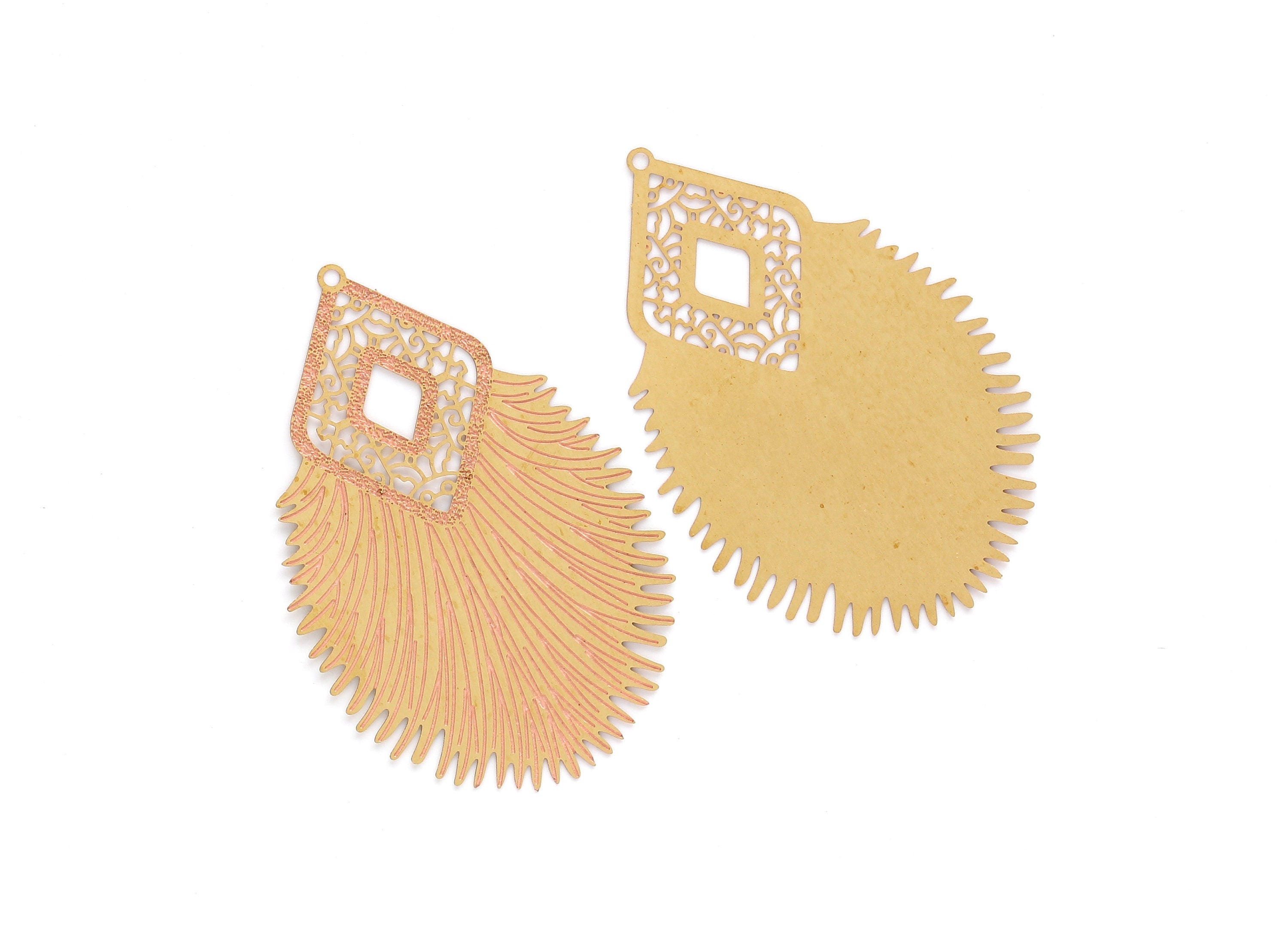 Raw Brass Marquise Shaped Earring Charms - Halow Out Earring Charms - Earring Findings - Jewelry Supplies - 64.7x42.2x0.3mm - JJB3957 - DOMEDBAZAAR