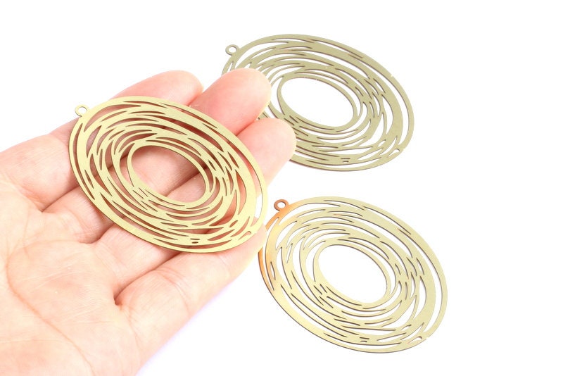 Raw Brass Marquise Shaped Earrings Charms - Hallow Out Earring Charms - Earring Findings - Jewelry Supplies - 57.4x40.9x0.3mm - JJB2601 - DOMEDBAZAAR