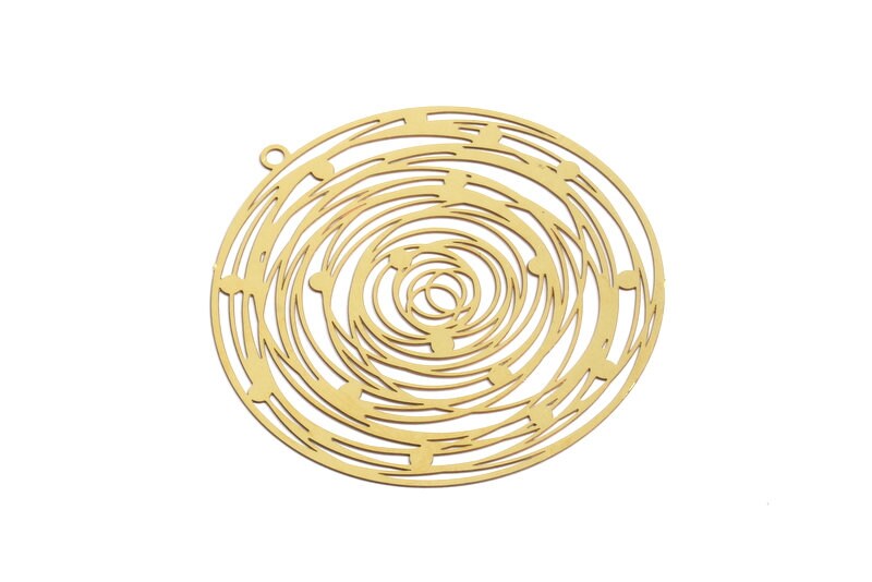 Raw Brass Circular Shaped Earring Charms - Hallow Out Earring Charms - Earring Findings - Jewelry Supplies - 52.5x50.1x0.3mm - JJB2610 - DOMEDBAZAAR