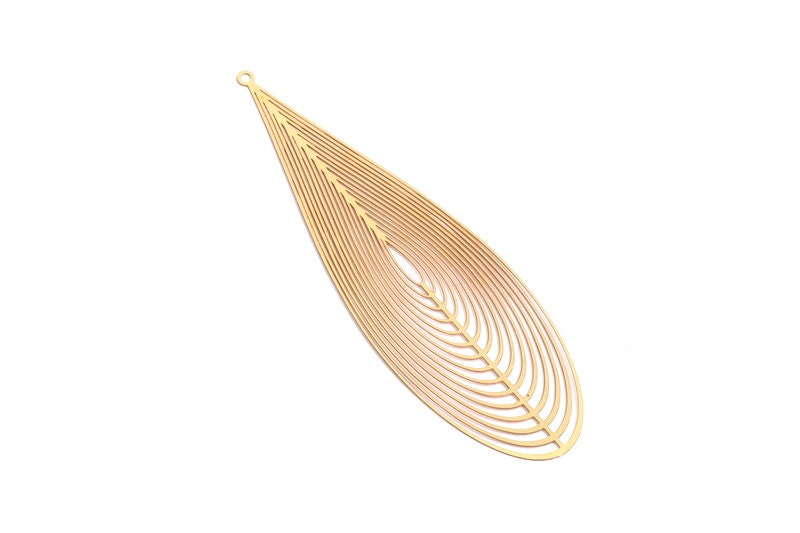 Raw Brass  Hollow Out Earring Charms - Exaggerated Earring Charms - Earring Findings - Jewelry Supplies - 78.4x23.3x0.28mm - JJB4148 - DOMEDBAZAAR